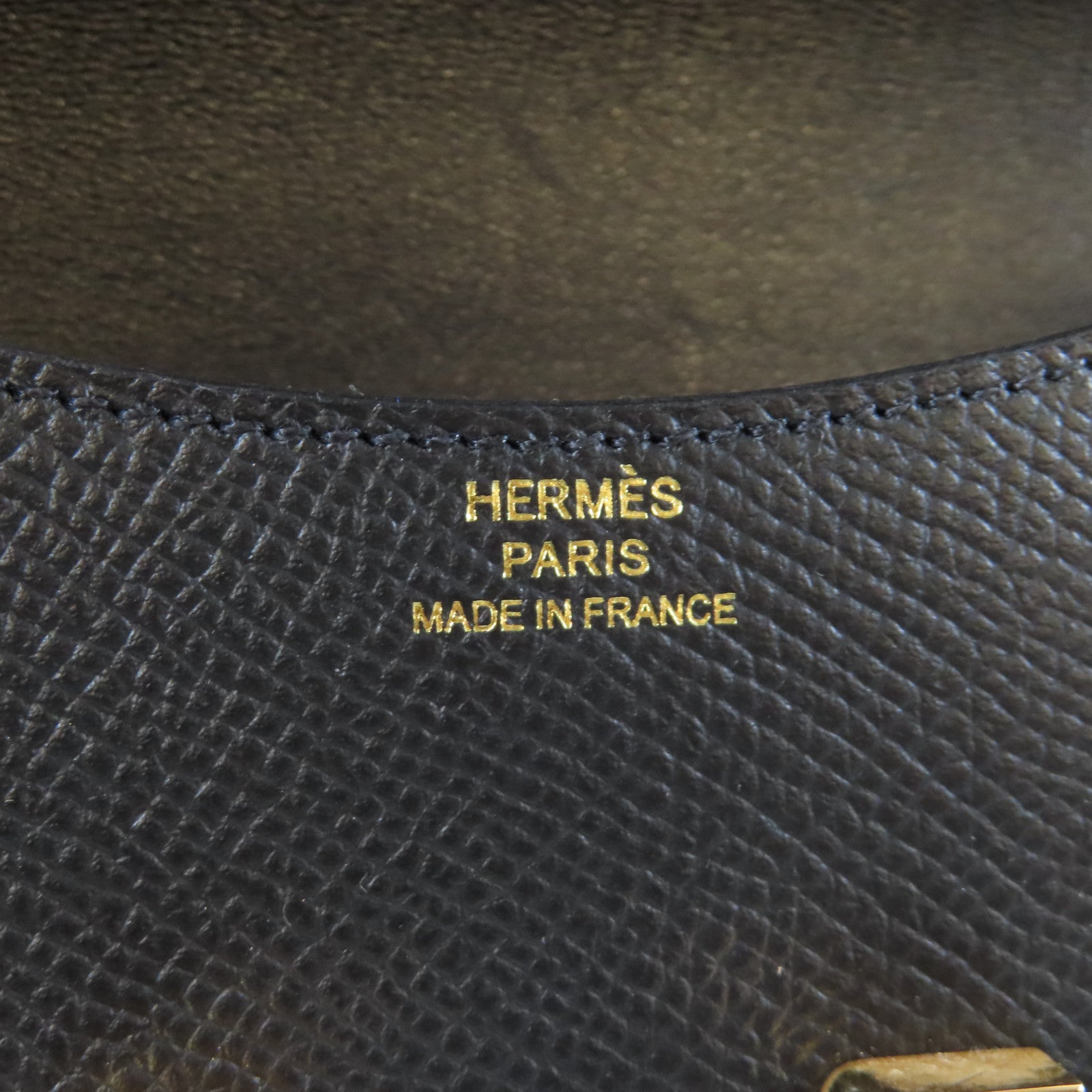 HERMES Epsom皮革Constance Slim金扣錢包Noir黑色