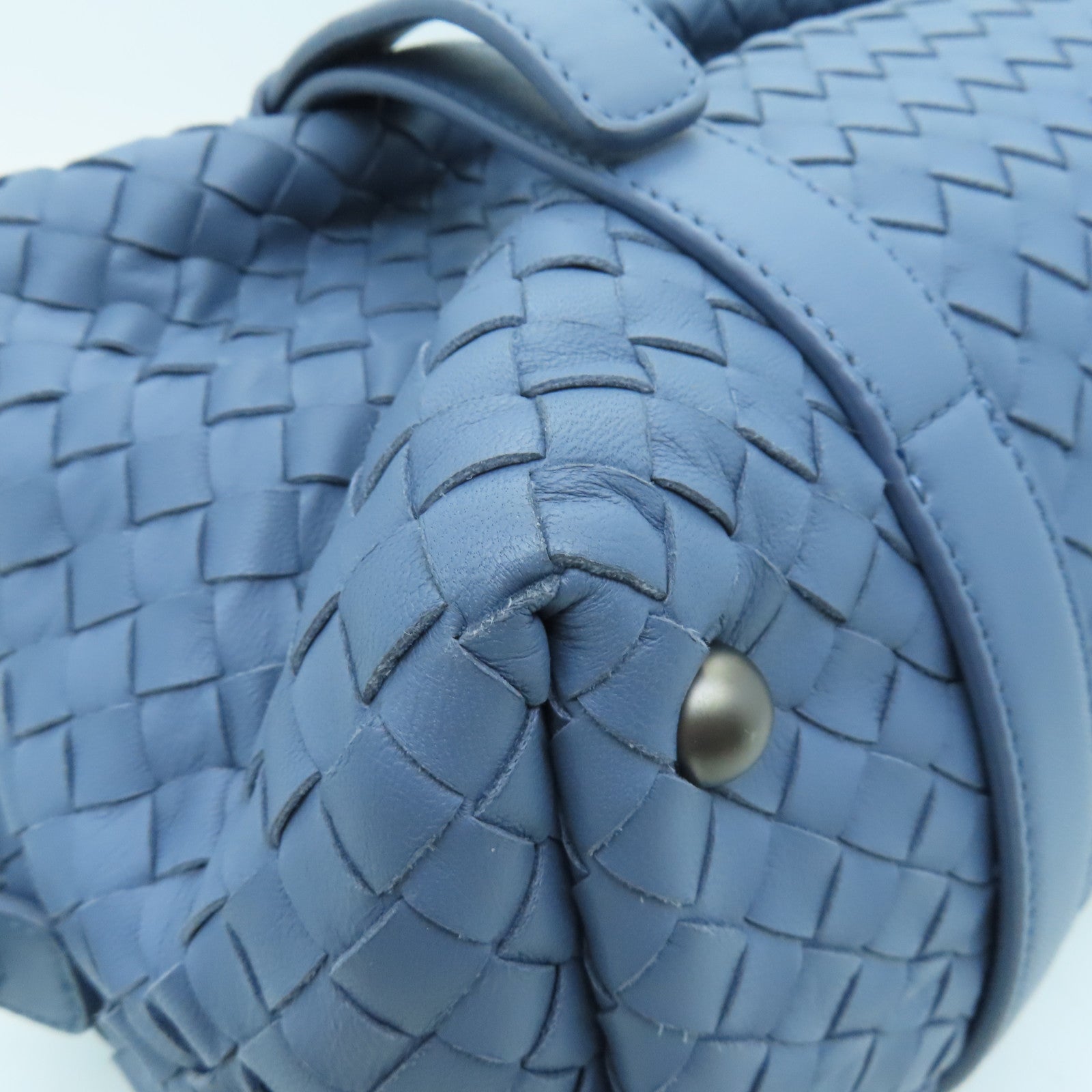 BOTTEGA VENETA Textured Leather Shoulder Bag Blue