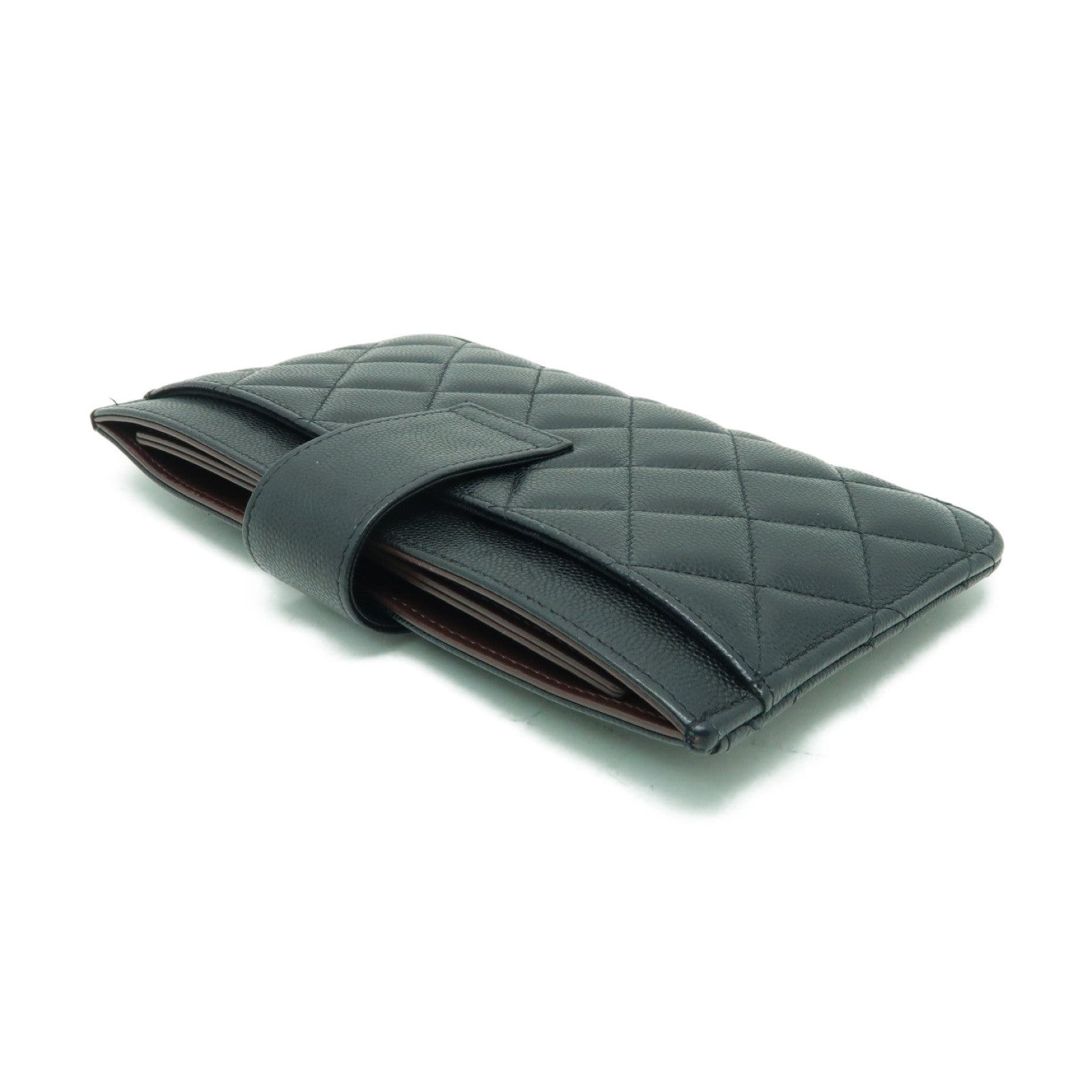 CHANEL 菱格Caviar皮革Card Case金扣卡片套黒色