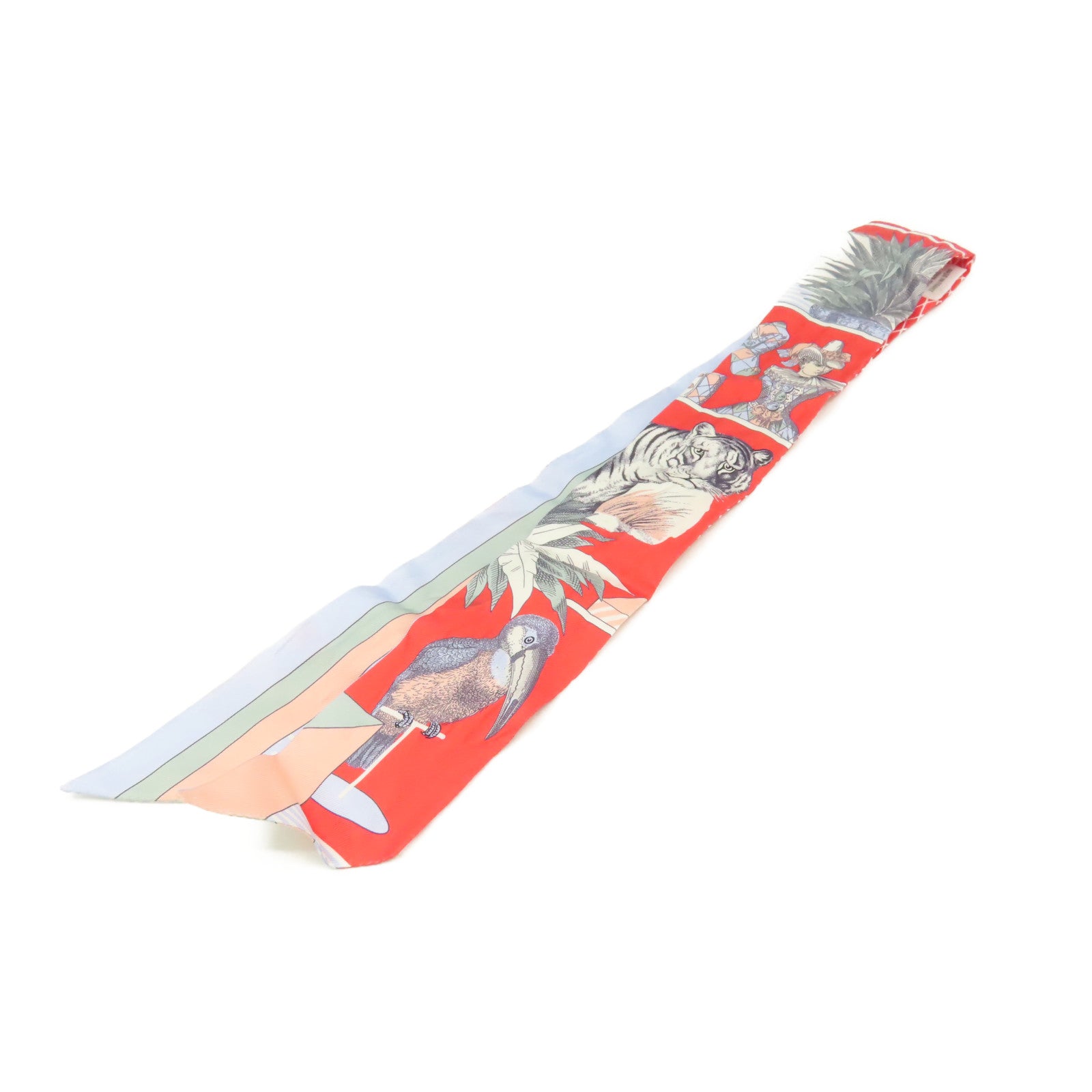 HERMES 【激減優惠】絲質Twilly Scarf絲巾粉紅色/淺藍色/彩色