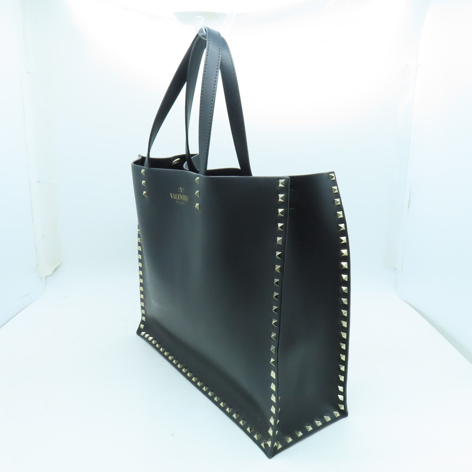Valentino Leather 2way Shoulder Bag Gold Buckle Handle Shoulder Bag Black