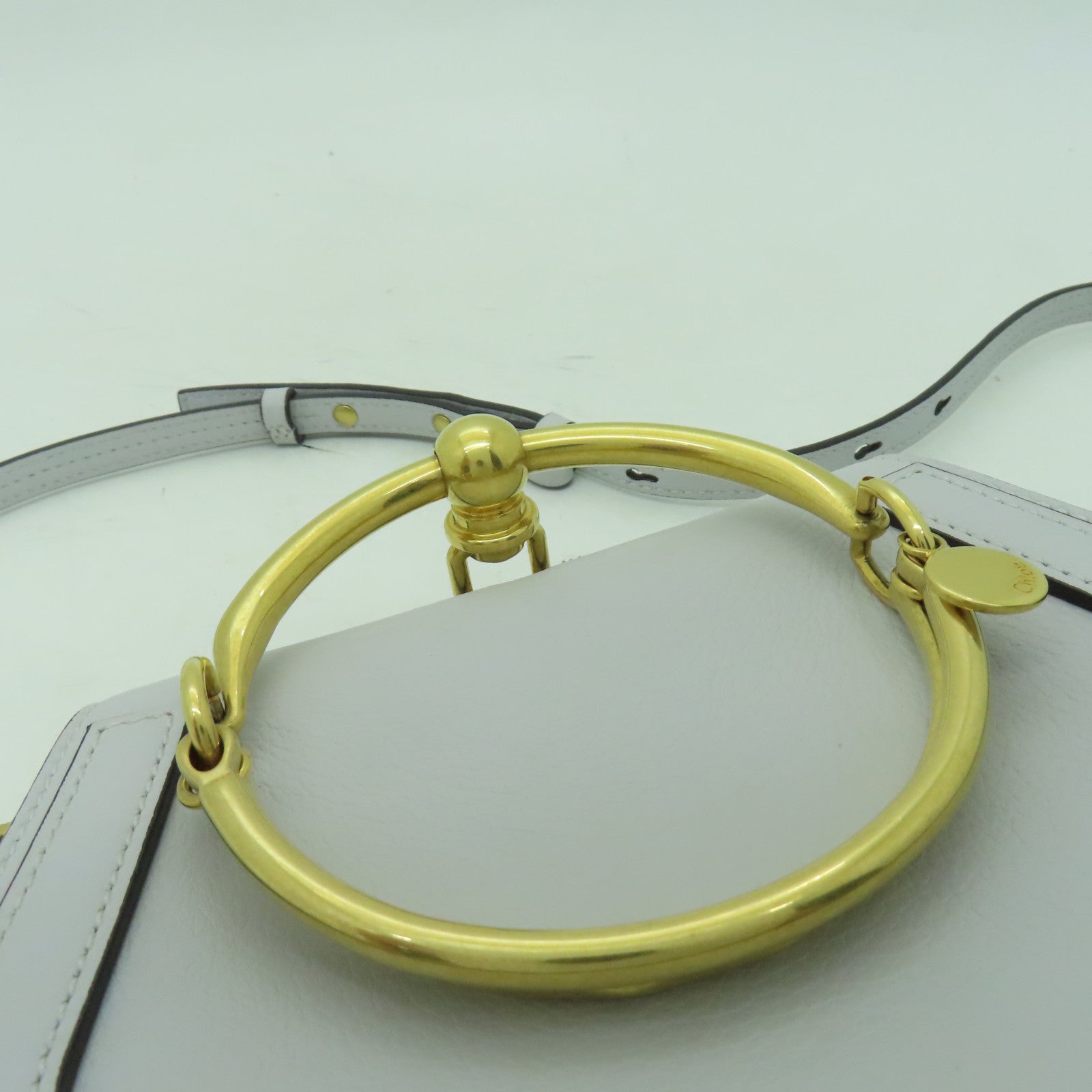 Chloe 牛皮皮革Shoulder Bag金扣肩背袋淺藍色