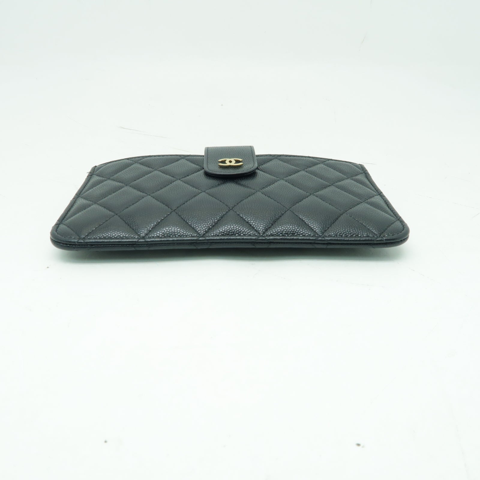 CHANEL 菱格Caviar皮革Card Case金扣卡片套黒色