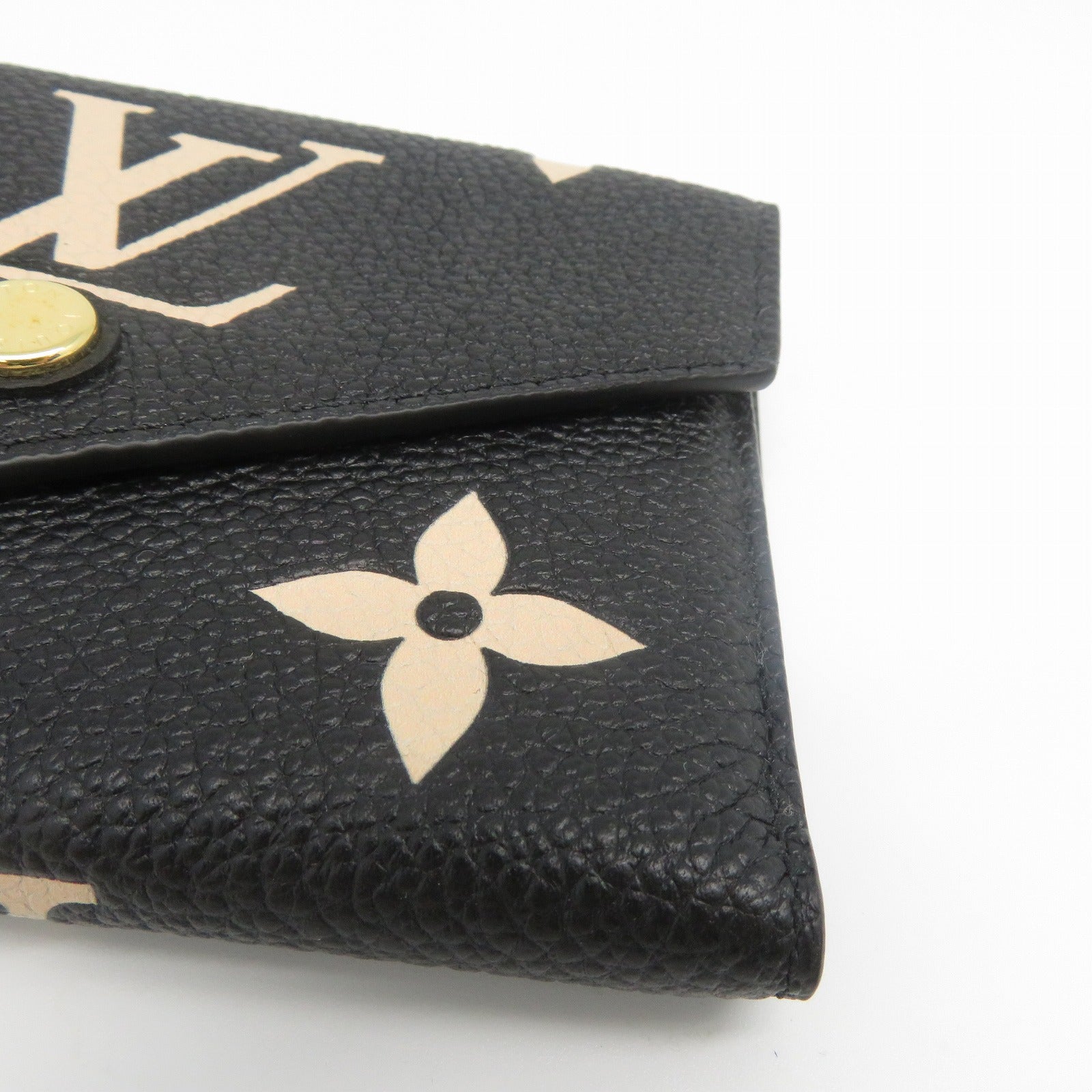 LOUIS VUITTON Monogram Empreinte Portefeuille Victorine金扣錢包黑色