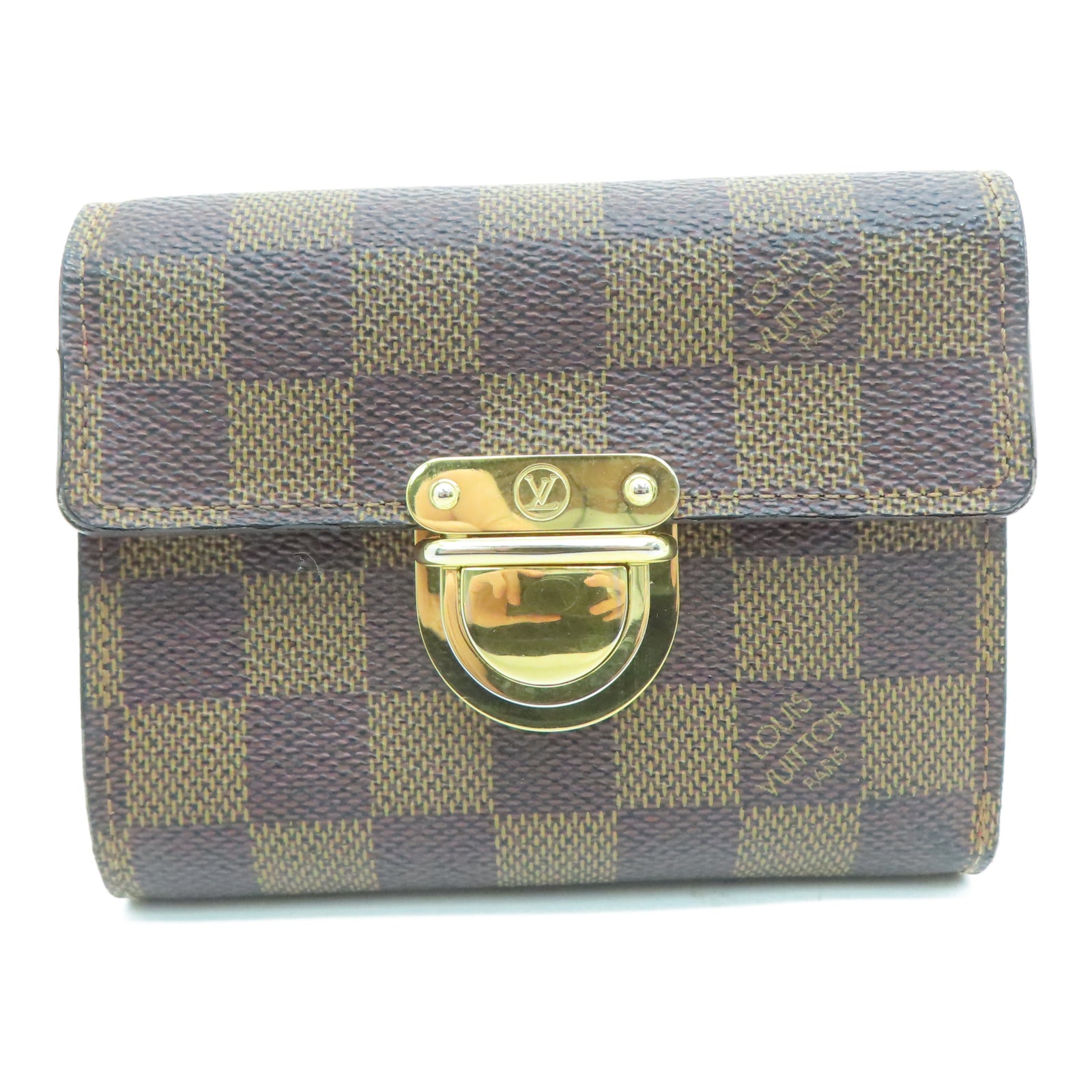 LOUIS VUITTON Damier Ebene Portefeuille Koalat金扣錢包棕色