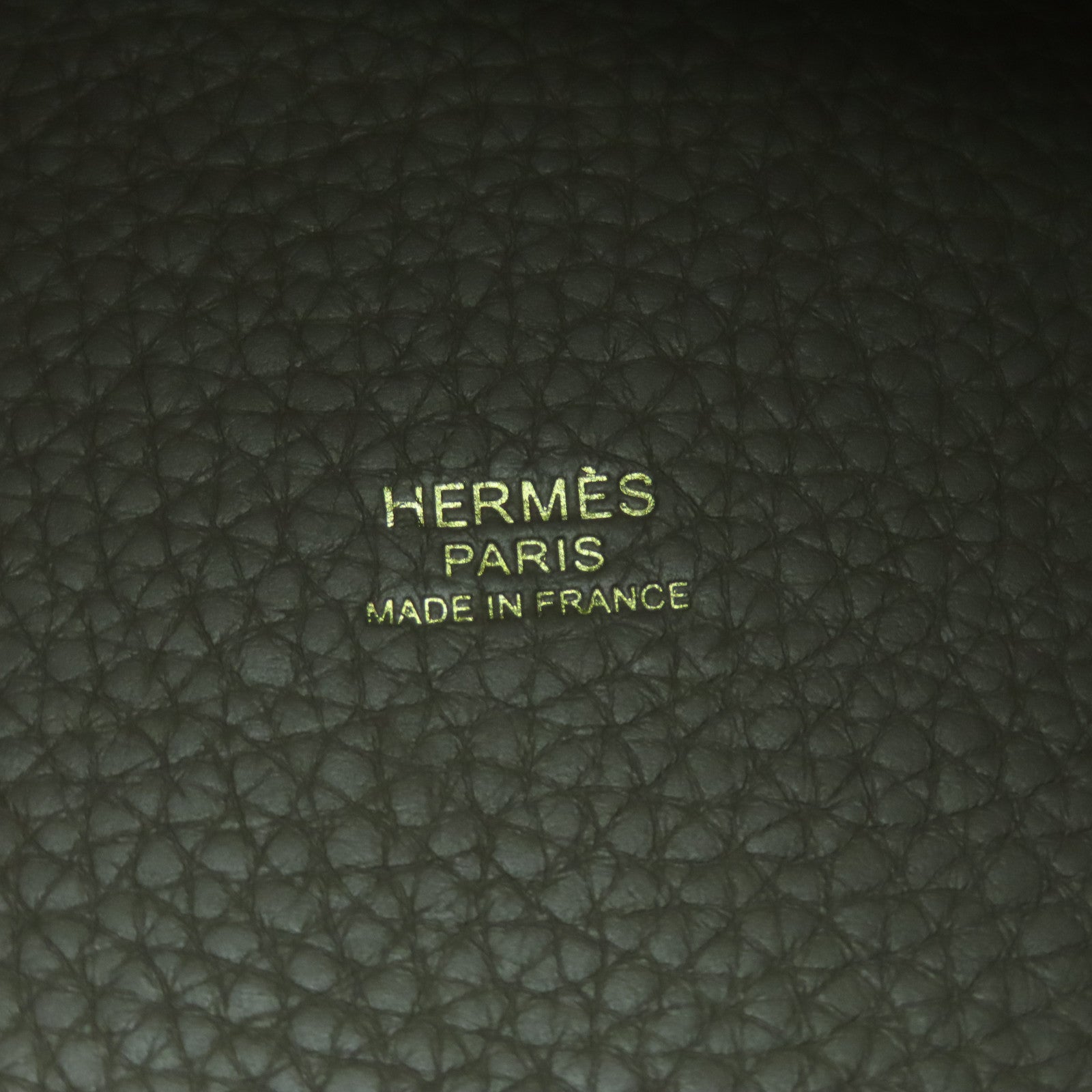 HERMES Clemence皮革Picotin MM金扣手挽袋大象灰