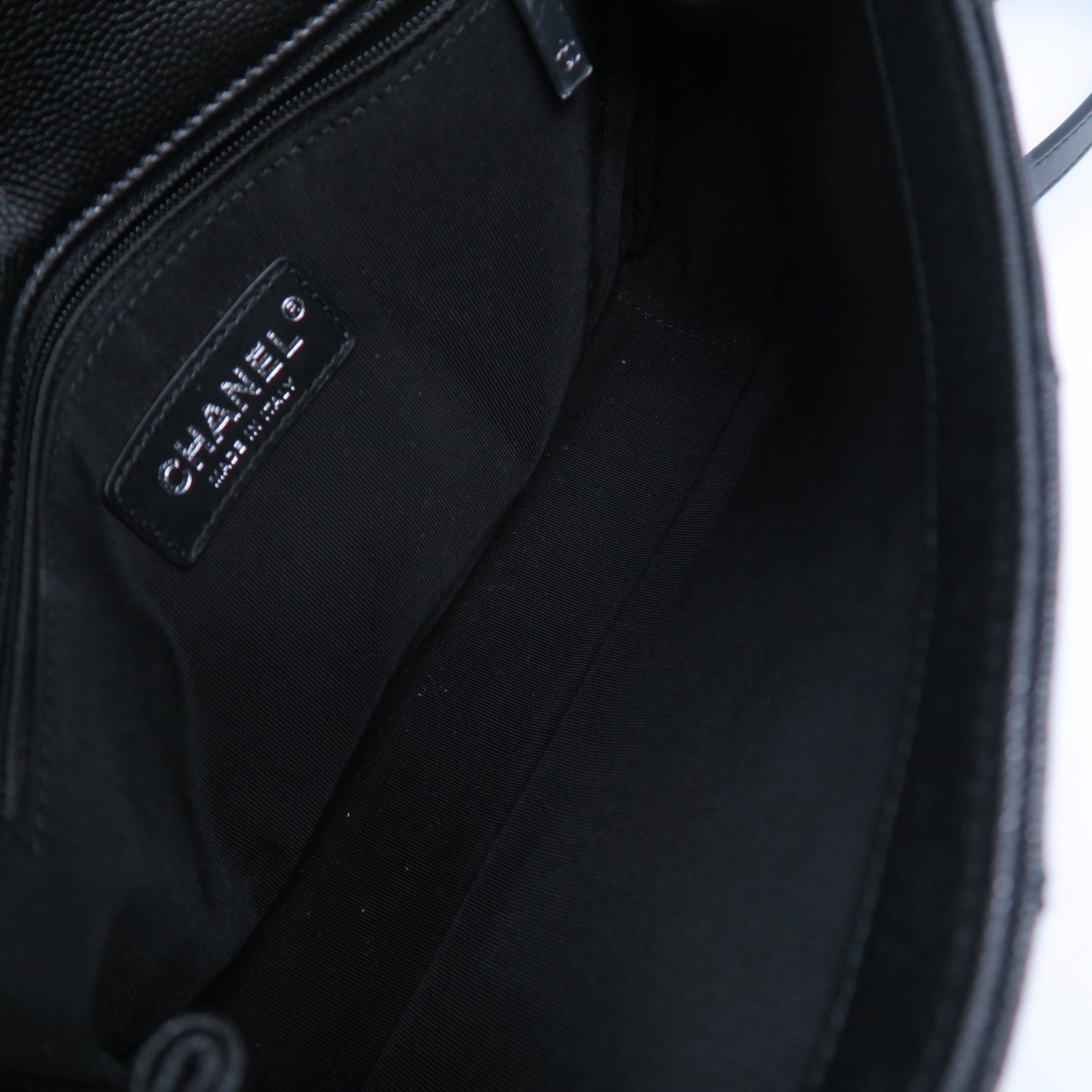CHANEL 菱格牛皮皮革Chain Shoulder Bag銀扣鏈帶肩背袋黑色