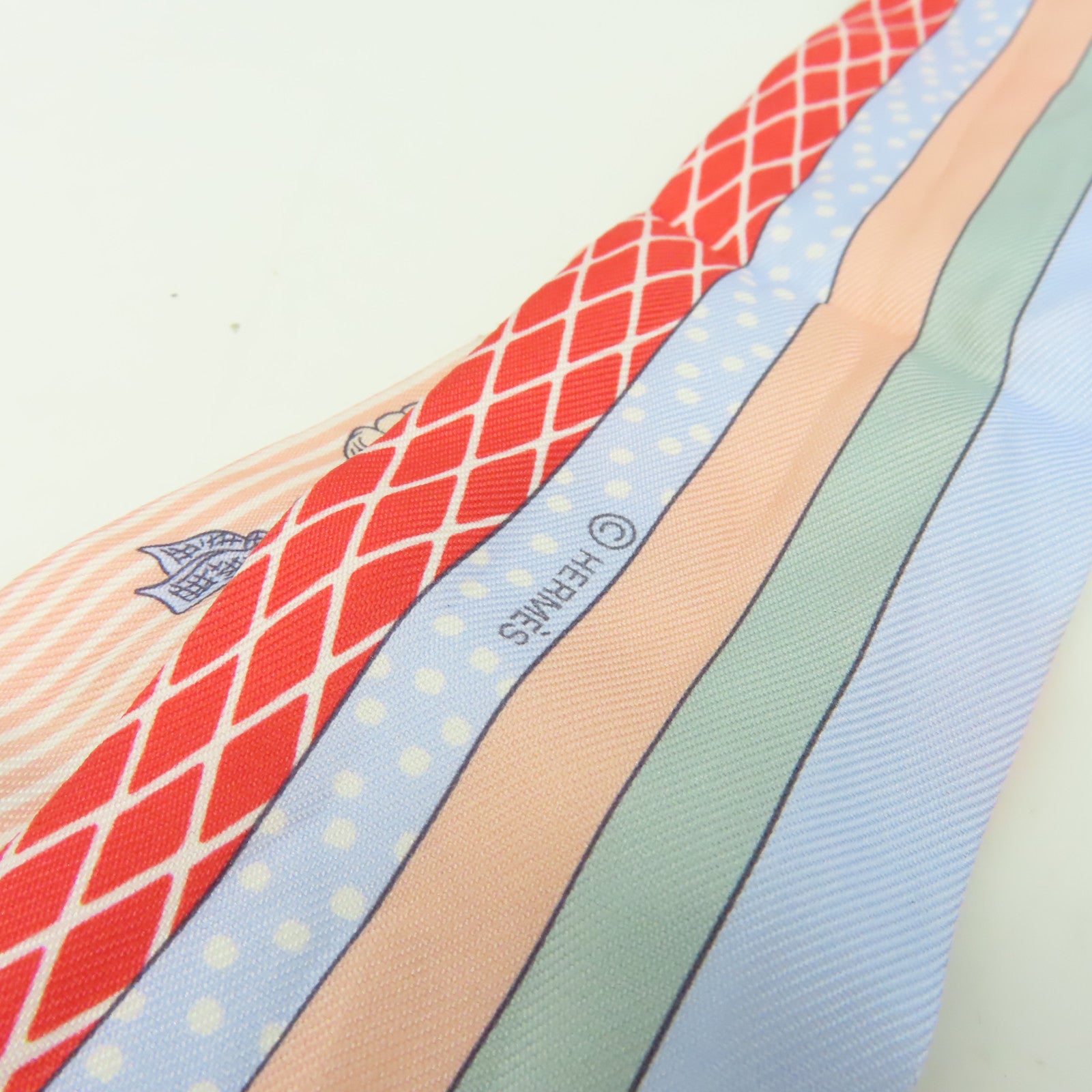 HERMES 【激減優惠】絲質Twilly Scarf絲巾粉紅色/淺藍色/彩色