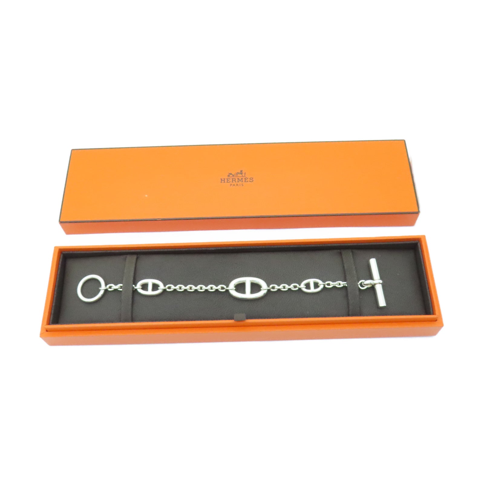 HERMES 925純銀Chaine D'Ancre 925 Bracelet銀扣手鏈銀色