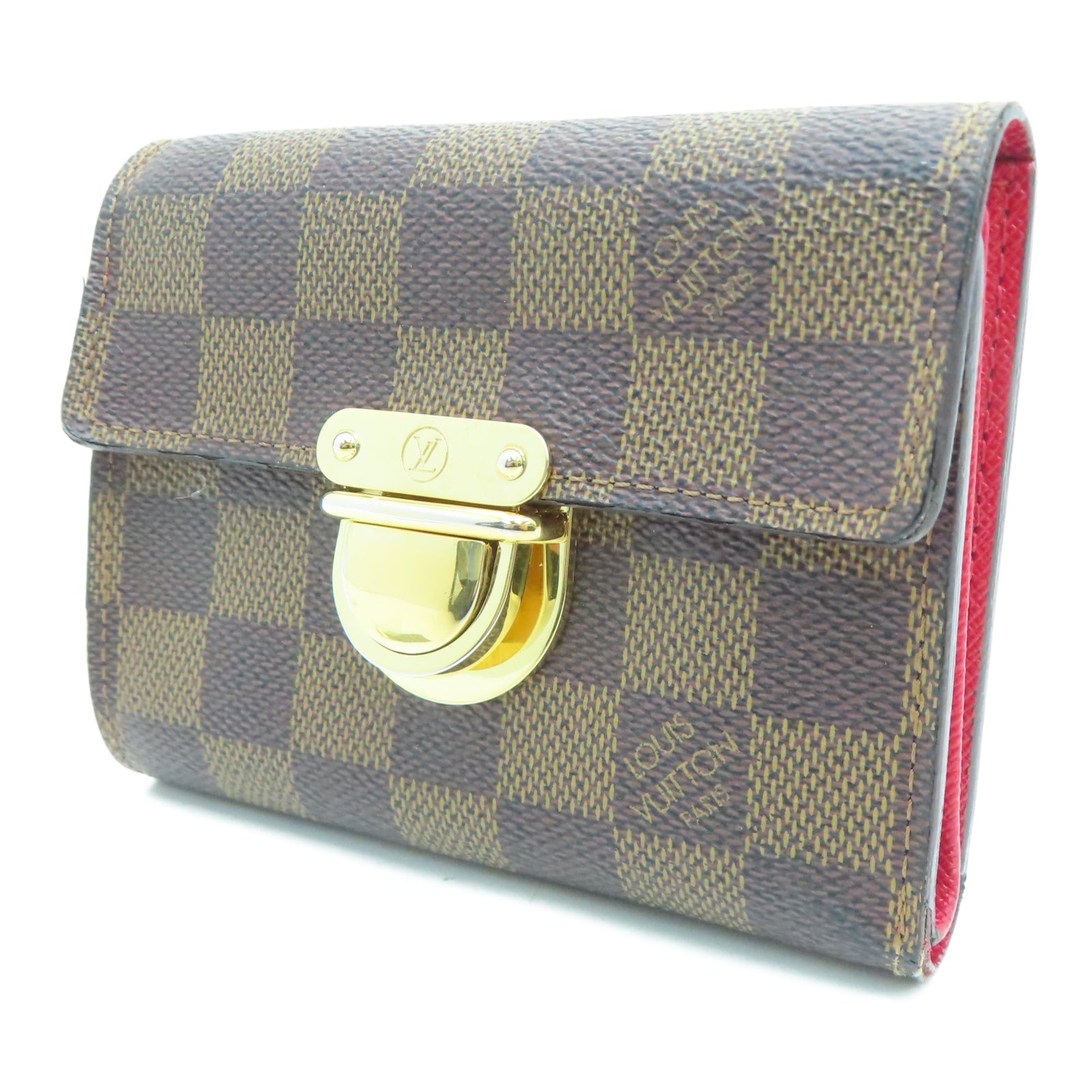 LOUIS VUITTON Damier Ebene Portefeuille Koalat金扣錢包棕色