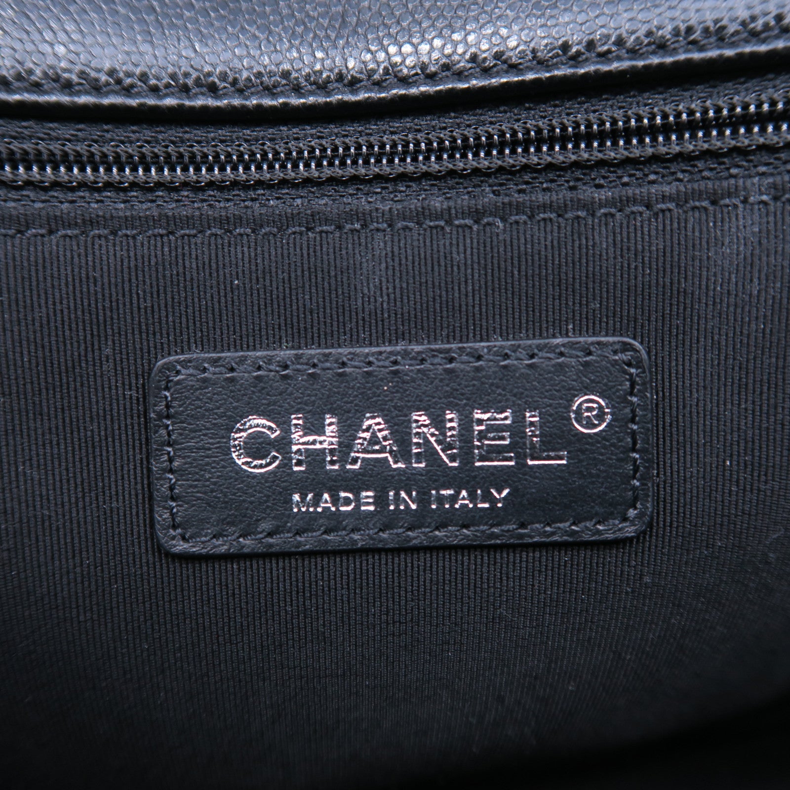 CHANEL 菱格牛皮皮革Chain Shoulder Bag銀扣鏈帶肩背袋黑色