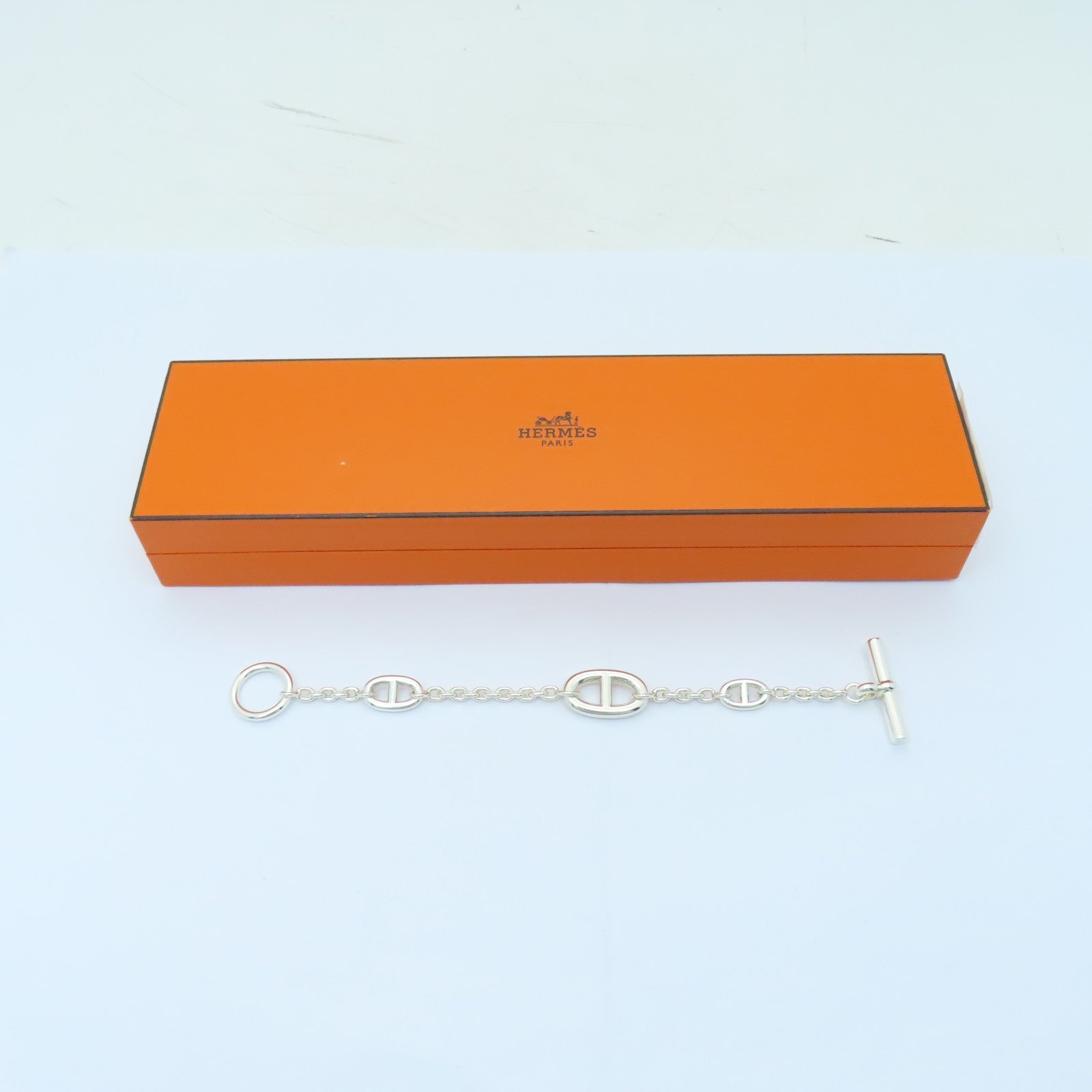 HERMES 925純銀Chaine D'Ancre 925 Bracelet銀扣手鏈銀色