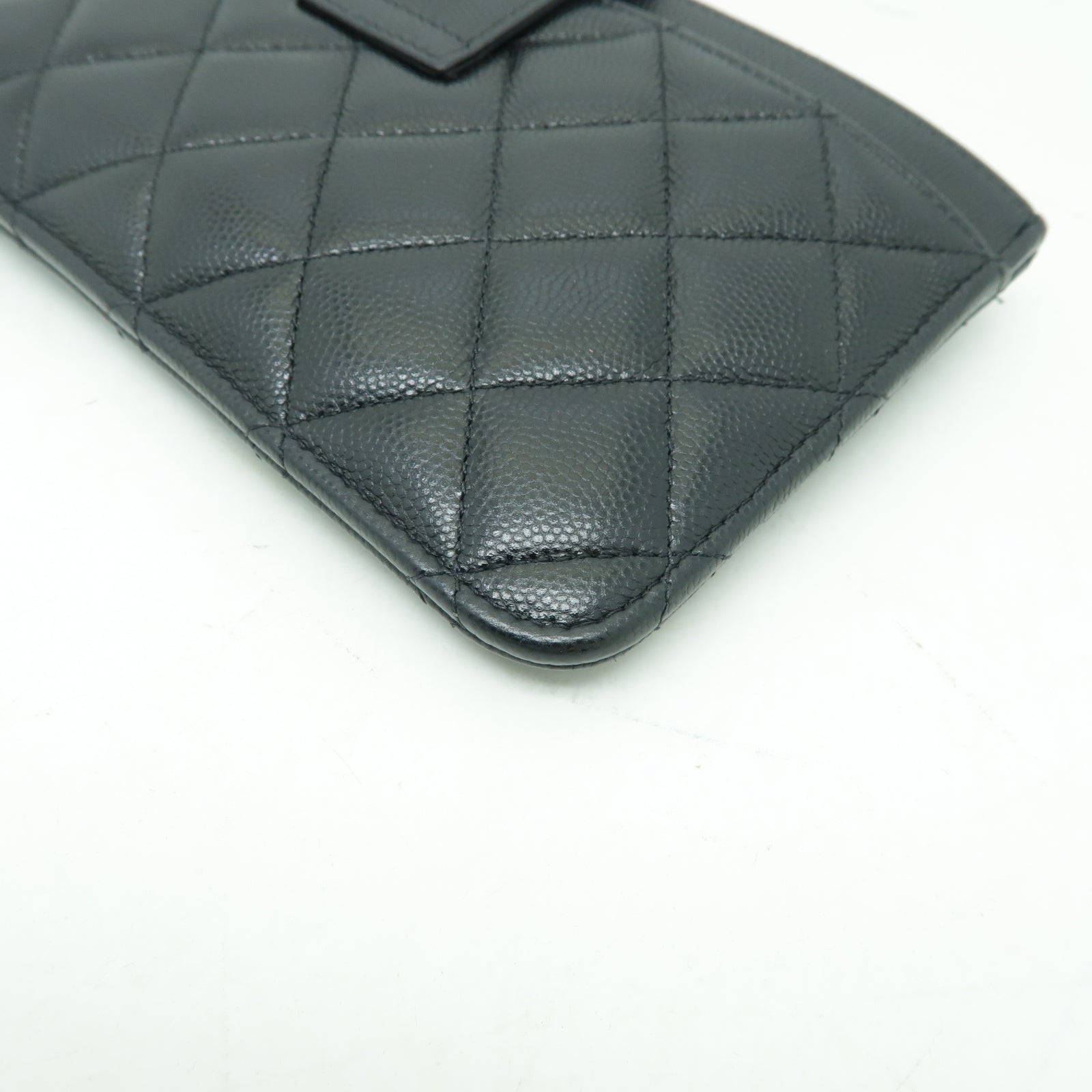 CHANEL 菱格Caviar皮革Card Case金扣卡片套黒色
