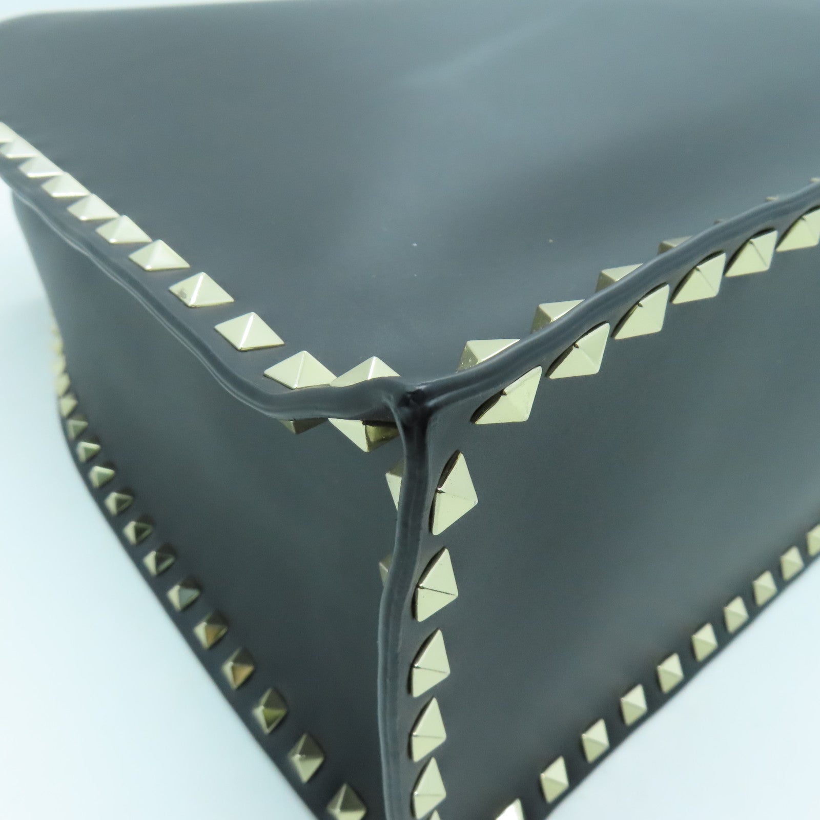 Valentino Leather 2way Shoulder Bag Gold Buckle Handle Shoulder Bag Black