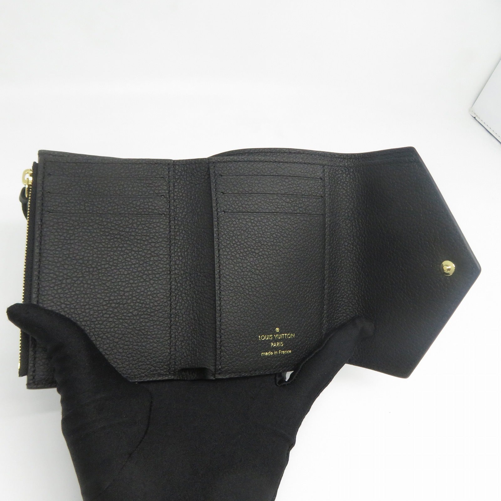LOUIS VUITTON Monogram Empreinte Portefeuille Victorine金扣錢包黑色