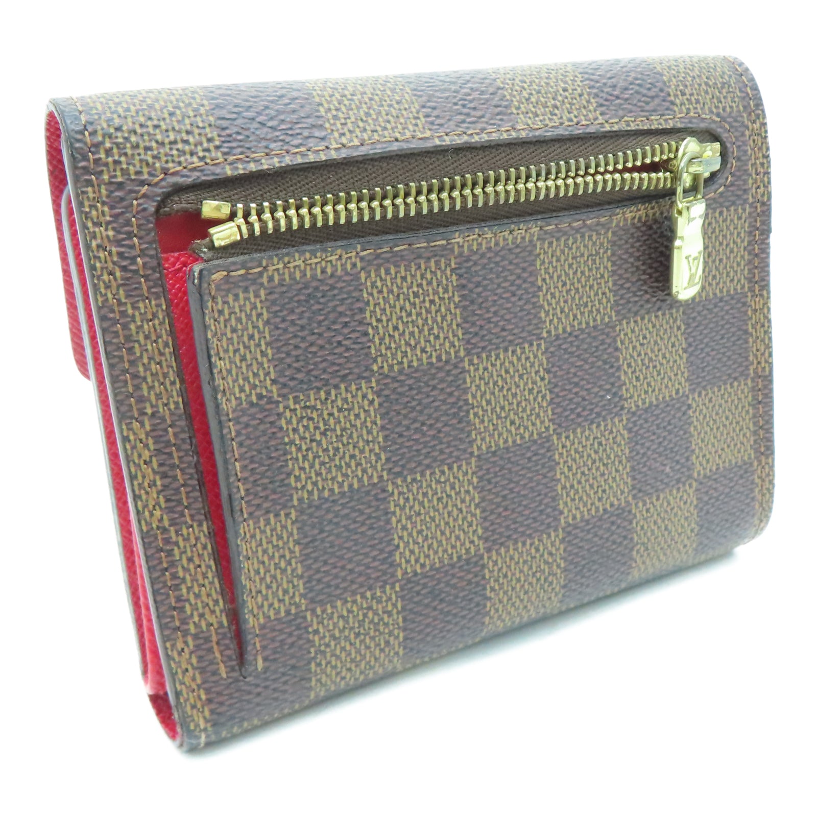LOUIS VUITTON Damier Ebene Portefeuille Koalat金扣錢包棕色