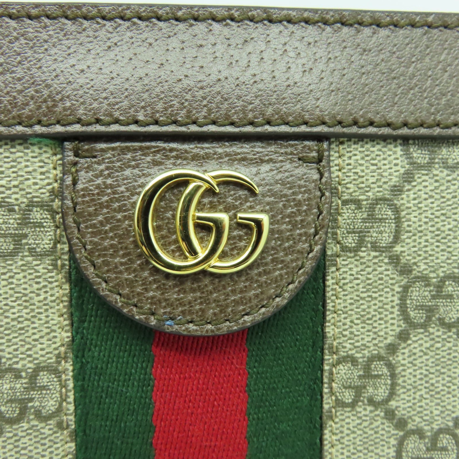 GUCCI 塗層帆布Ophidia金扣鏈帶肩背袋啡色