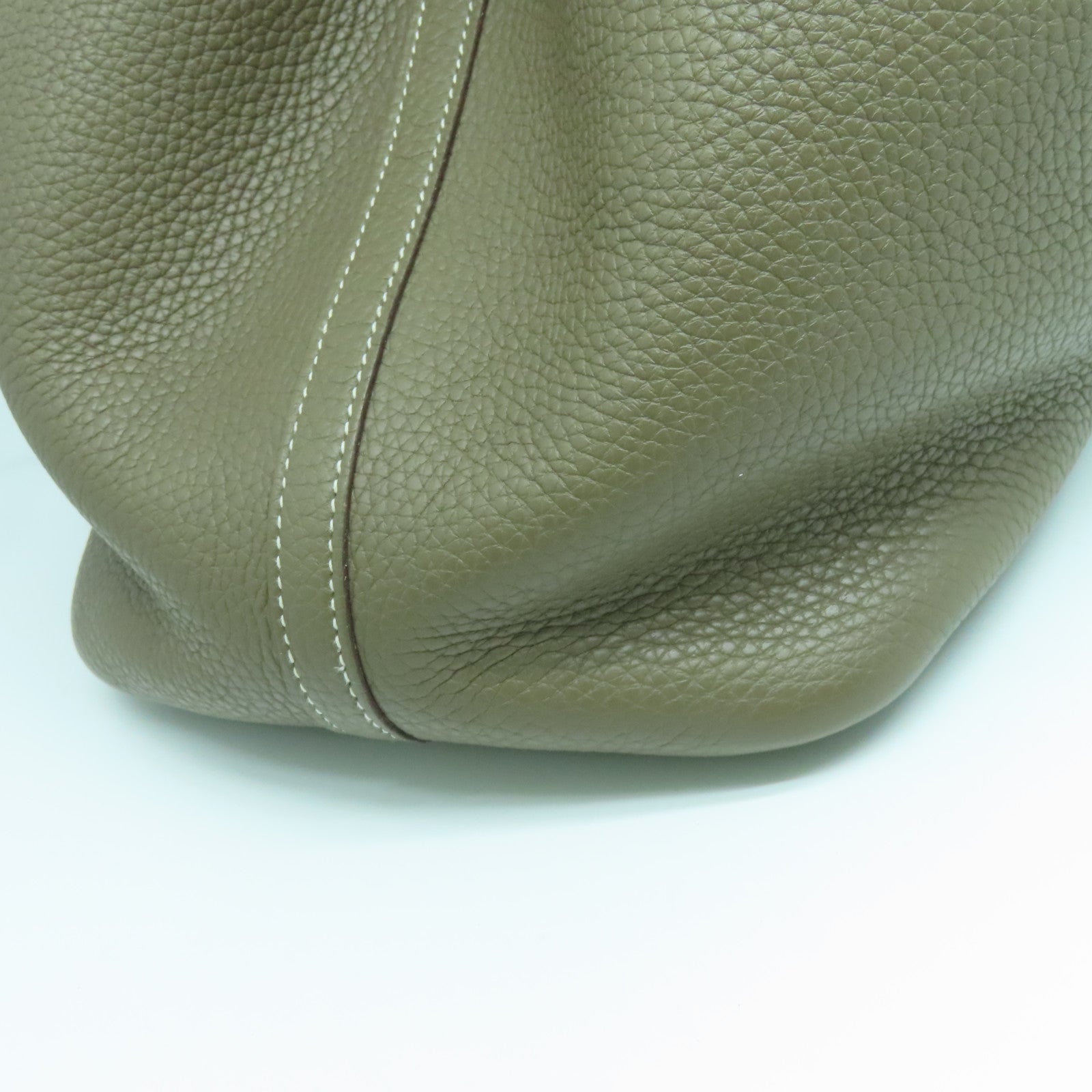 HERMES Clemence皮革Picotin MM金扣手挽袋大象灰