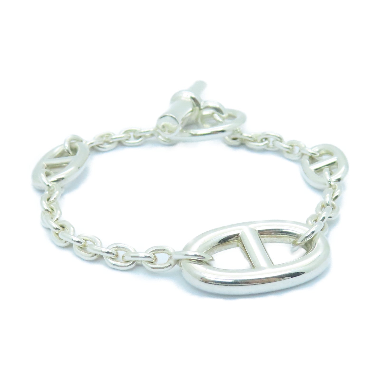 HERMES 925純銀Chaine D'Ancre 925 Bracelet銀扣手鏈銀色