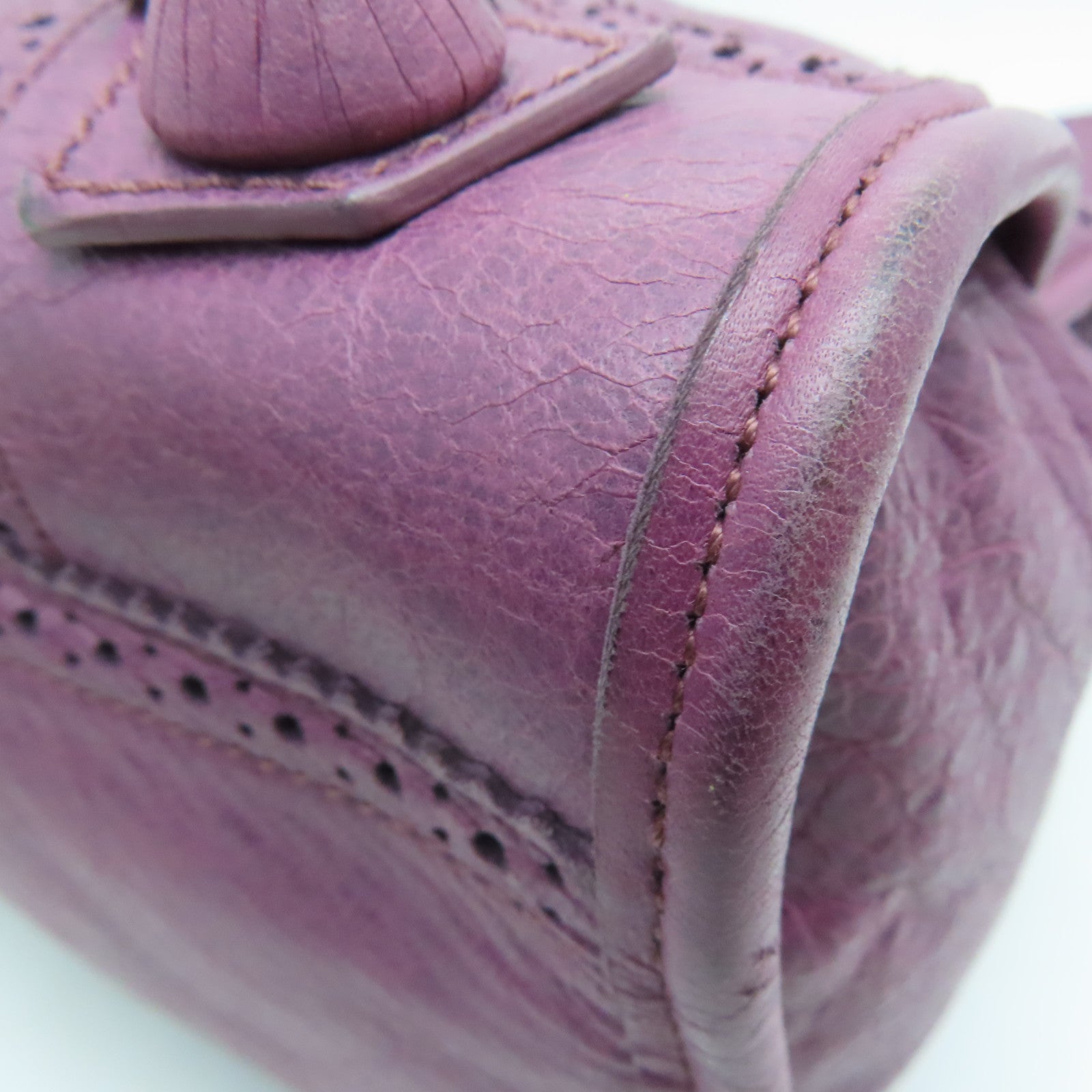 BALENCIAGA 牛皮皮革City银扣手挽肩背两用袋紫色