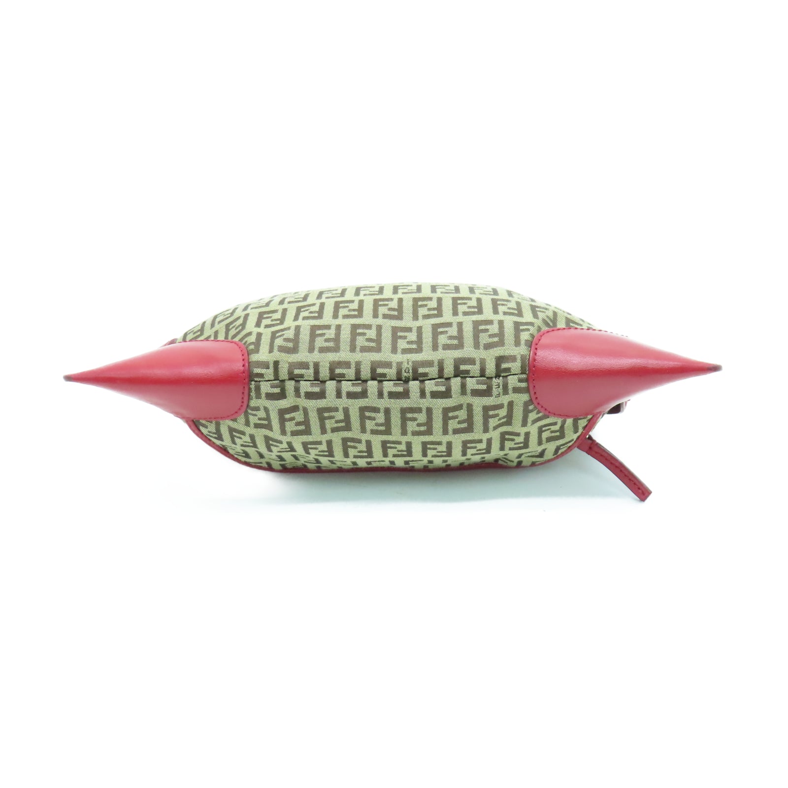 FENDI 帆布Hand Bag金扣手挽袋棕色/紅色