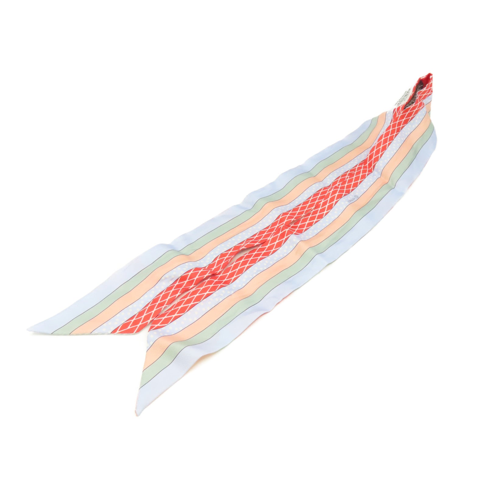 HERMES 【激減優惠】絲質Twilly Scarf絲巾粉紅色/淺藍色/彩色