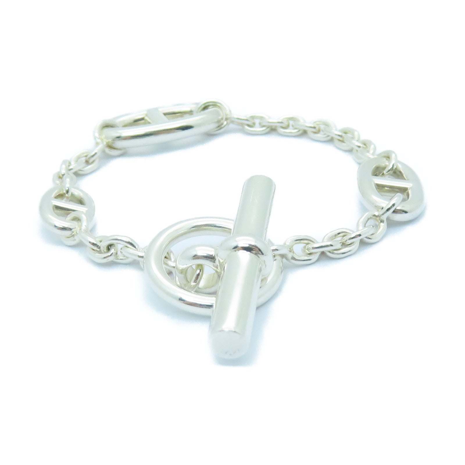 HERMES 925純銀Chaine D'Ancre 925 Bracelet銀扣手鏈銀色
