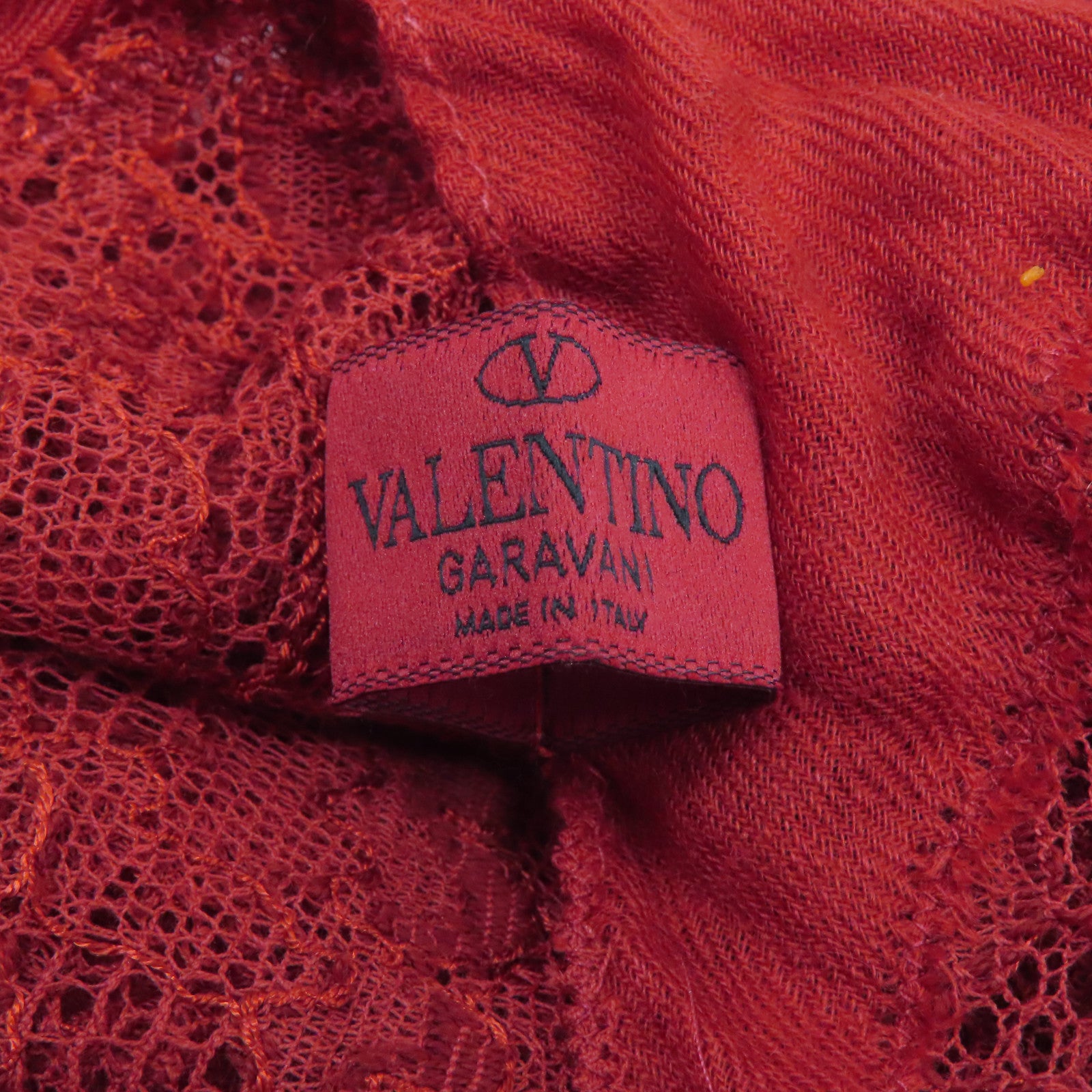 Valentino 羊絨/蕾絲Muffler圍巾紅色