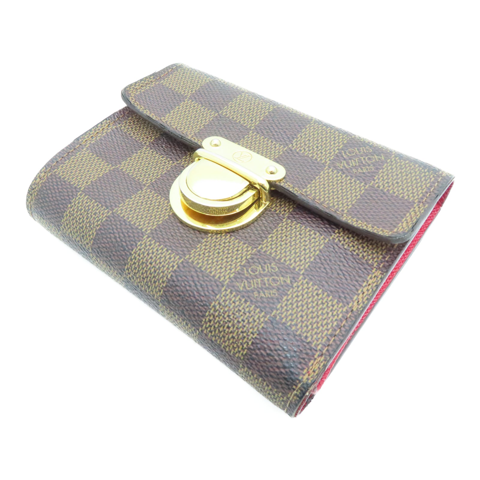 LOUIS VUITTON Damier Ebene Portefeuille Koalat金扣錢包棕色