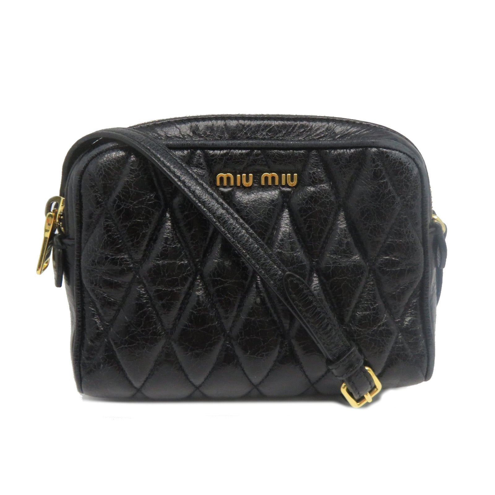 Miu Miu 羊皮皮革Shoulder Bag金扣肩背袋黑色