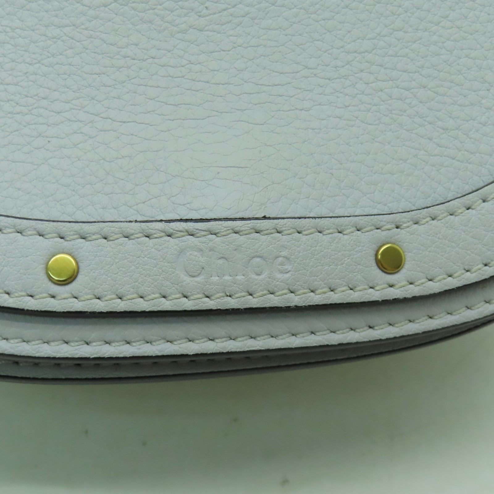 Chloe 牛皮皮革Shoulder Bag金扣肩背袋淺藍色