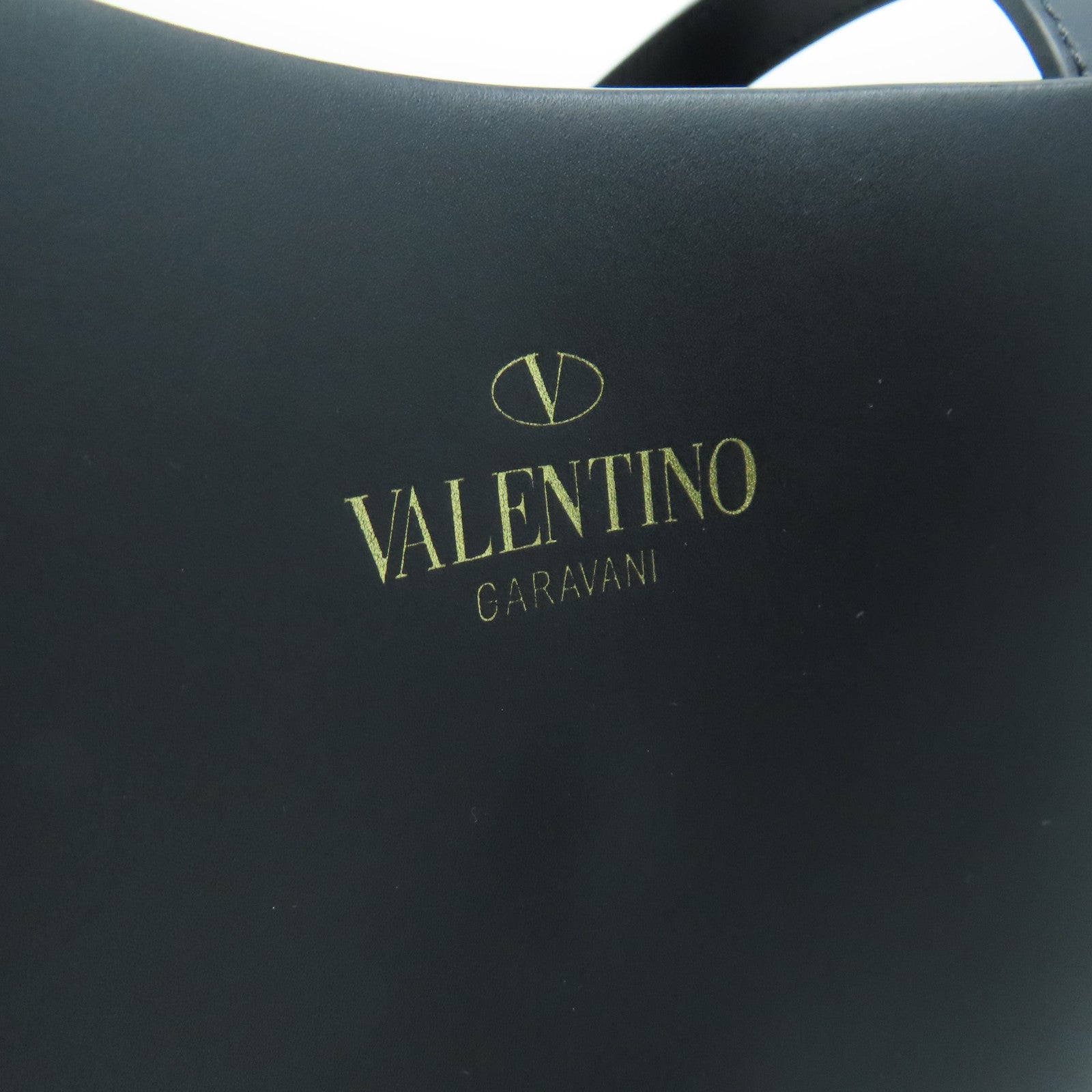 Valentino Leather 2way Shoulder Bag Gold Buckle Handle Shoulder Bag Black