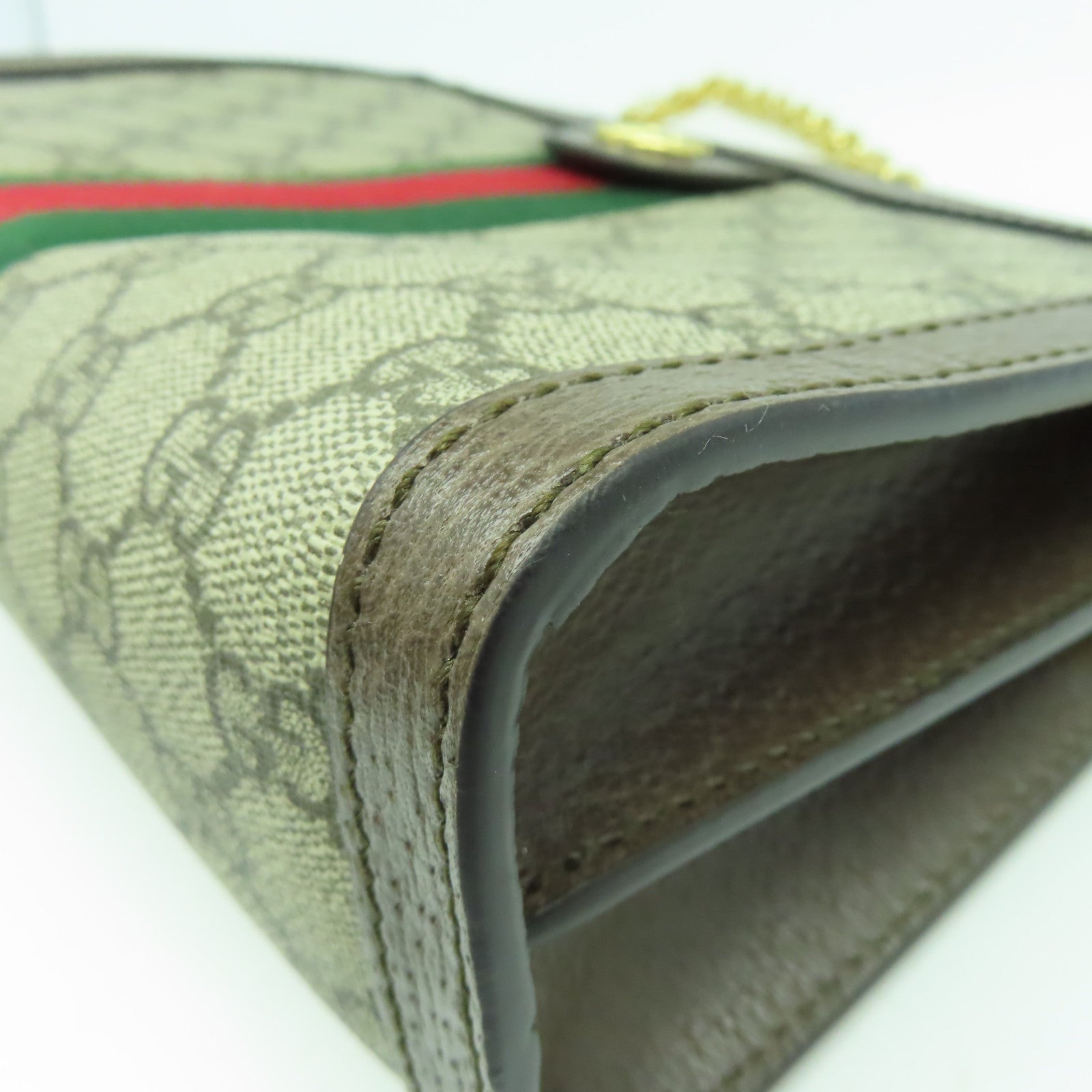 GUCCI 塗層帆布Ophidia金扣鏈帶肩背袋啡色