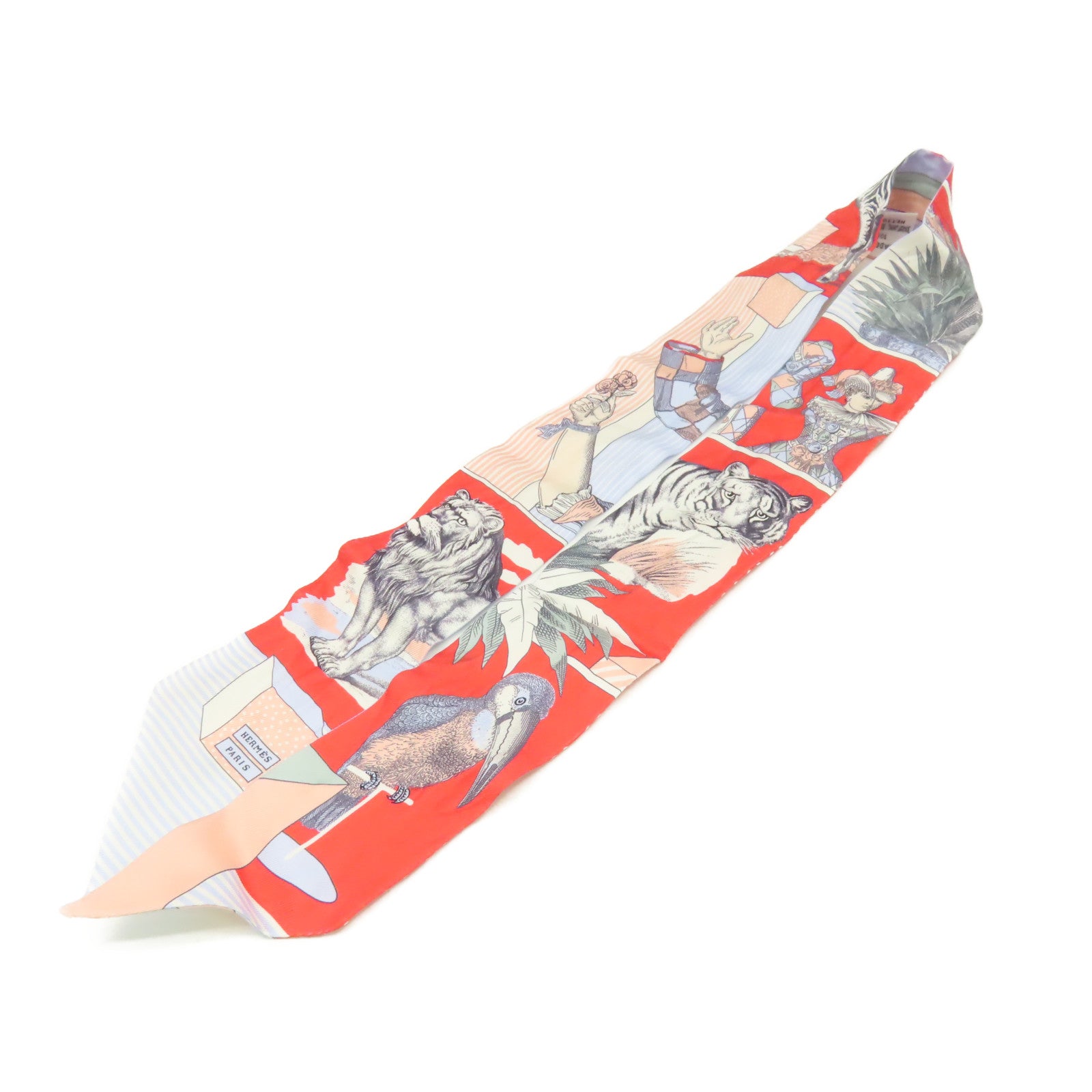 HERMES 【激減優惠】絲質Twilly Scarf絲巾粉紅色/淺藍色/彩色