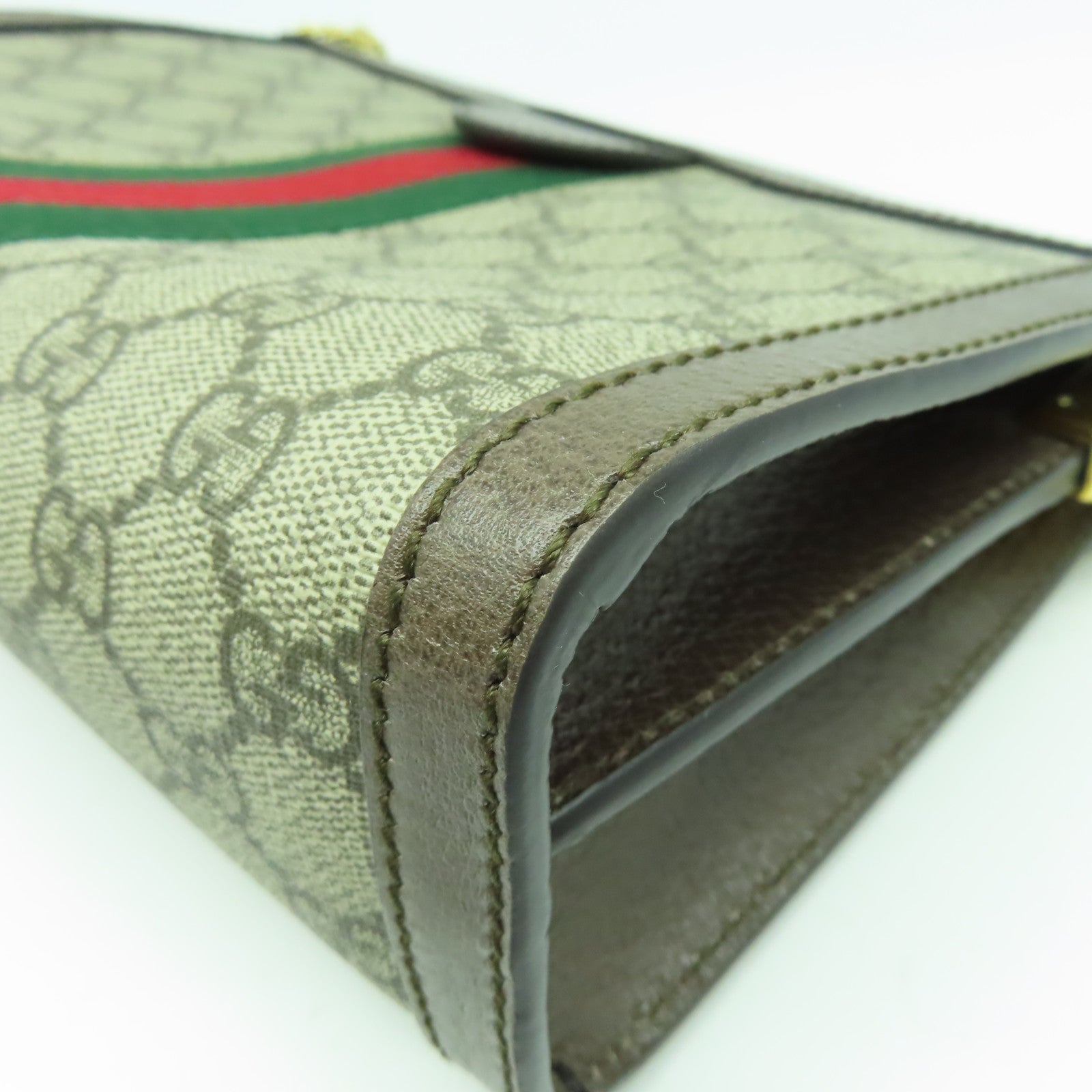 GUCCI 塗層帆布Ophidia金扣鏈帶肩背袋啡色