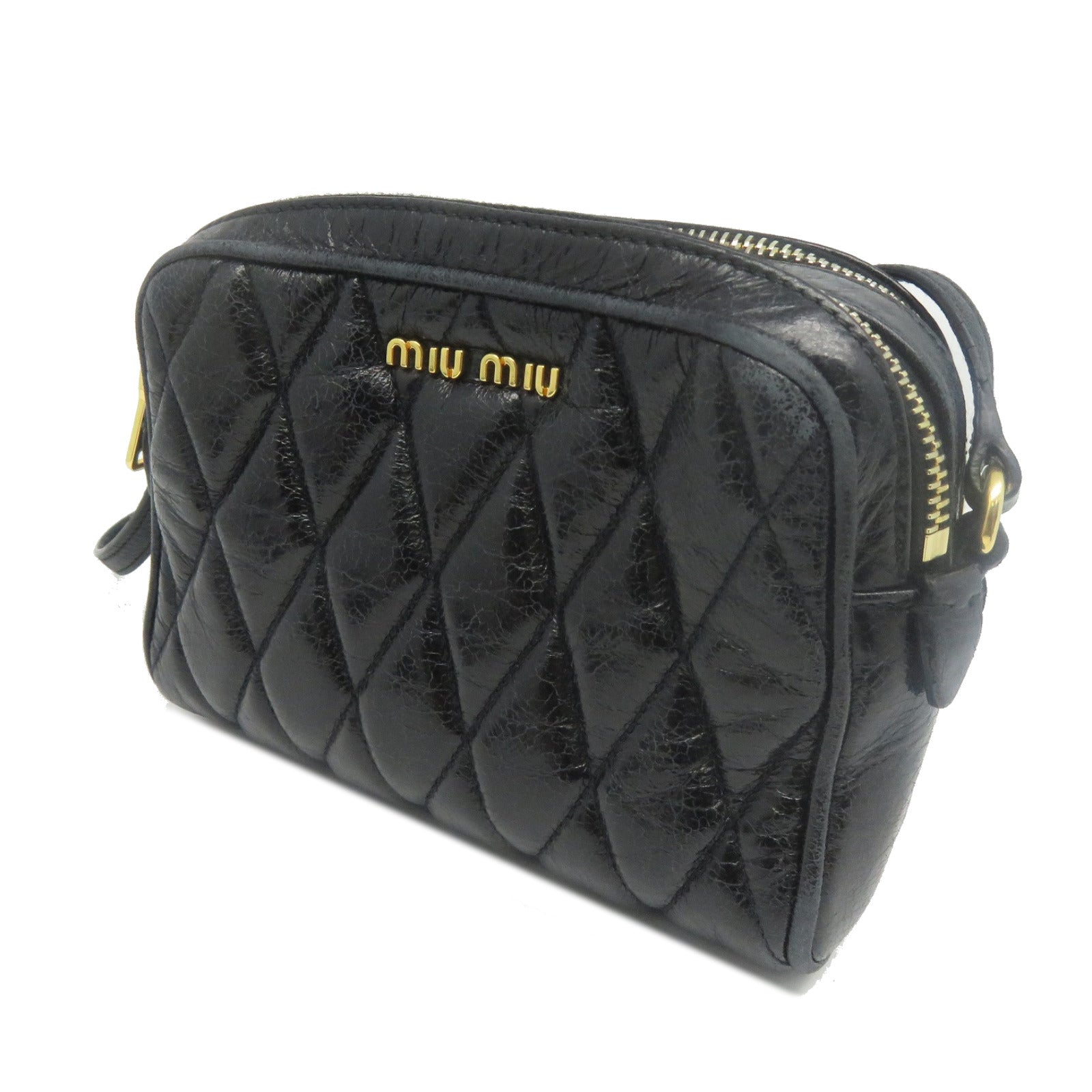 Miu Miu 羊皮皮革Shoulder Bag金扣肩背袋黑色