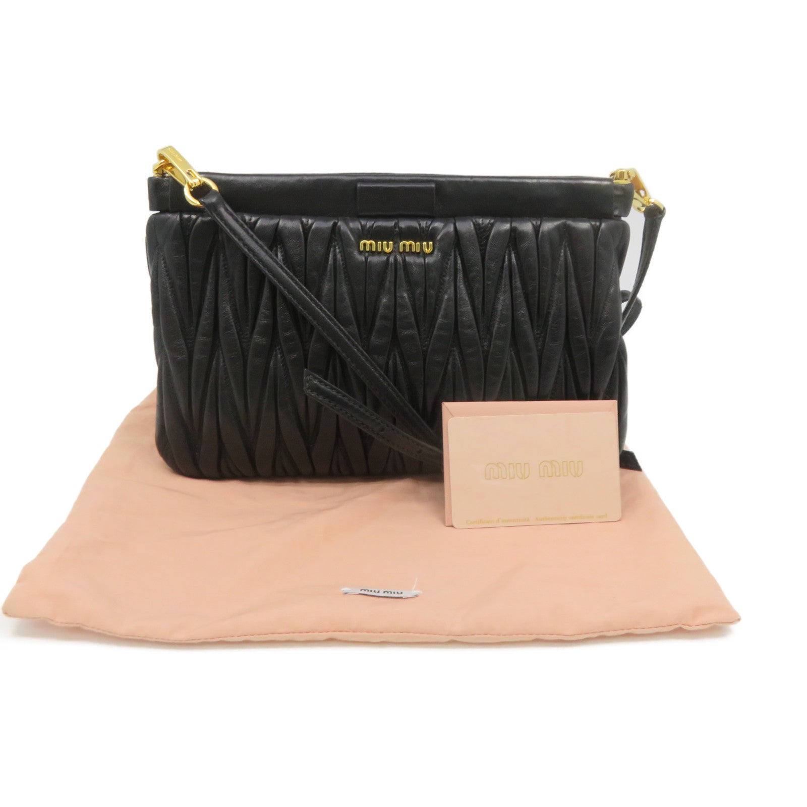Miu Miu 羊皮皮革Shoulder Pouch Shoulder Bag肩背袋黑色