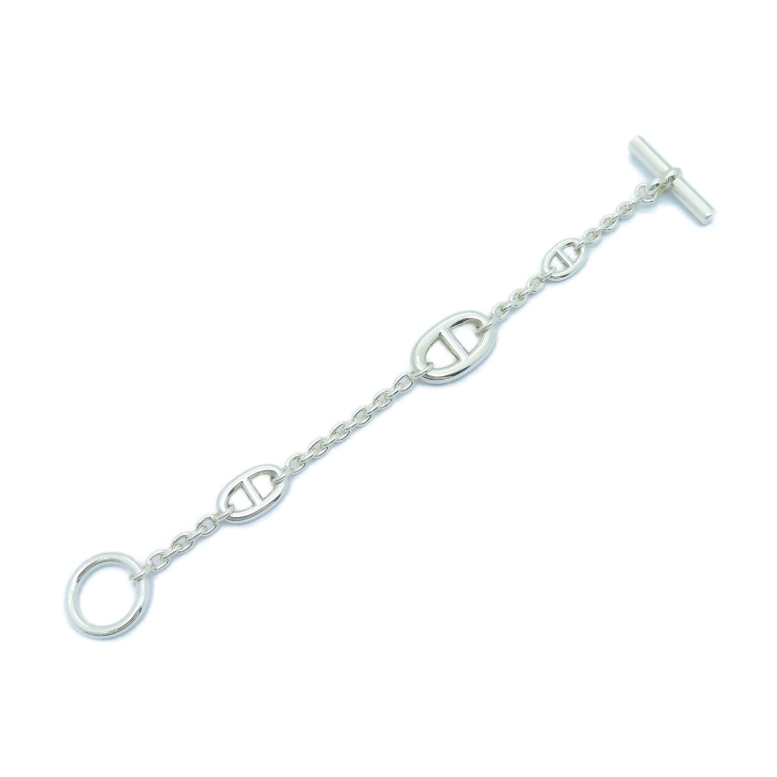 HERMES 925純銀Chaine D'Ancre 925 Bracelet銀扣手鏈銀色