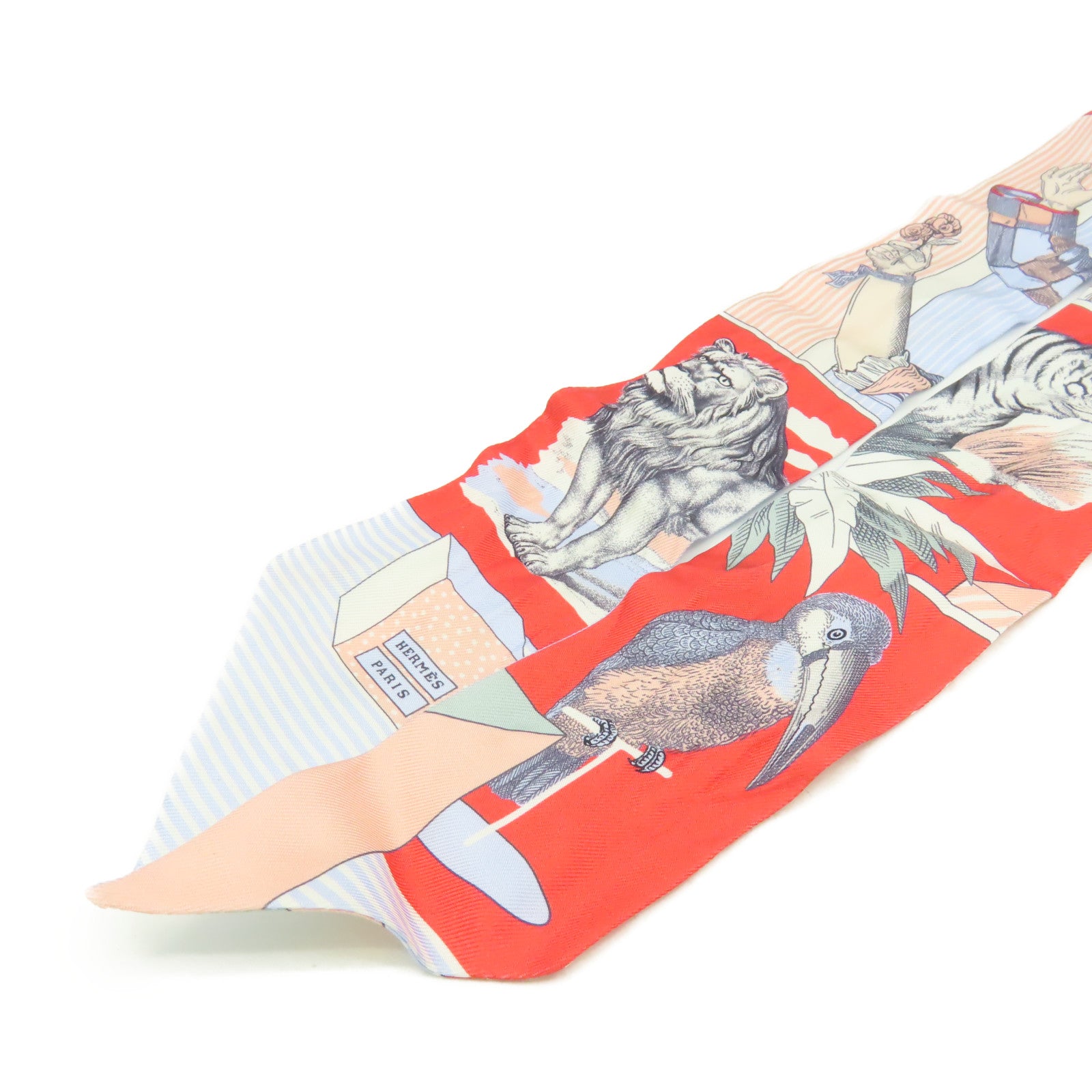 HERMES 【激減優惠】絲質Twilly Scarf絲巾粉紅色/淺藍色/彩色