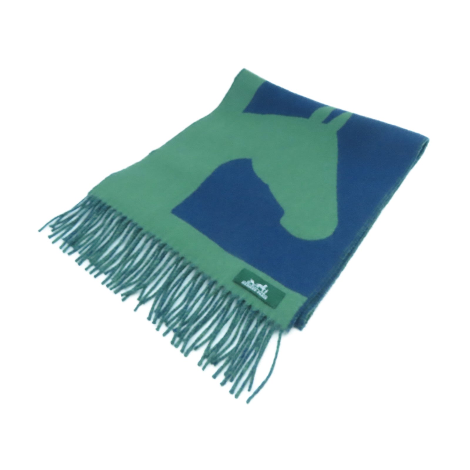 HERMES 羊絨Scarf圍巾綠色/藍色