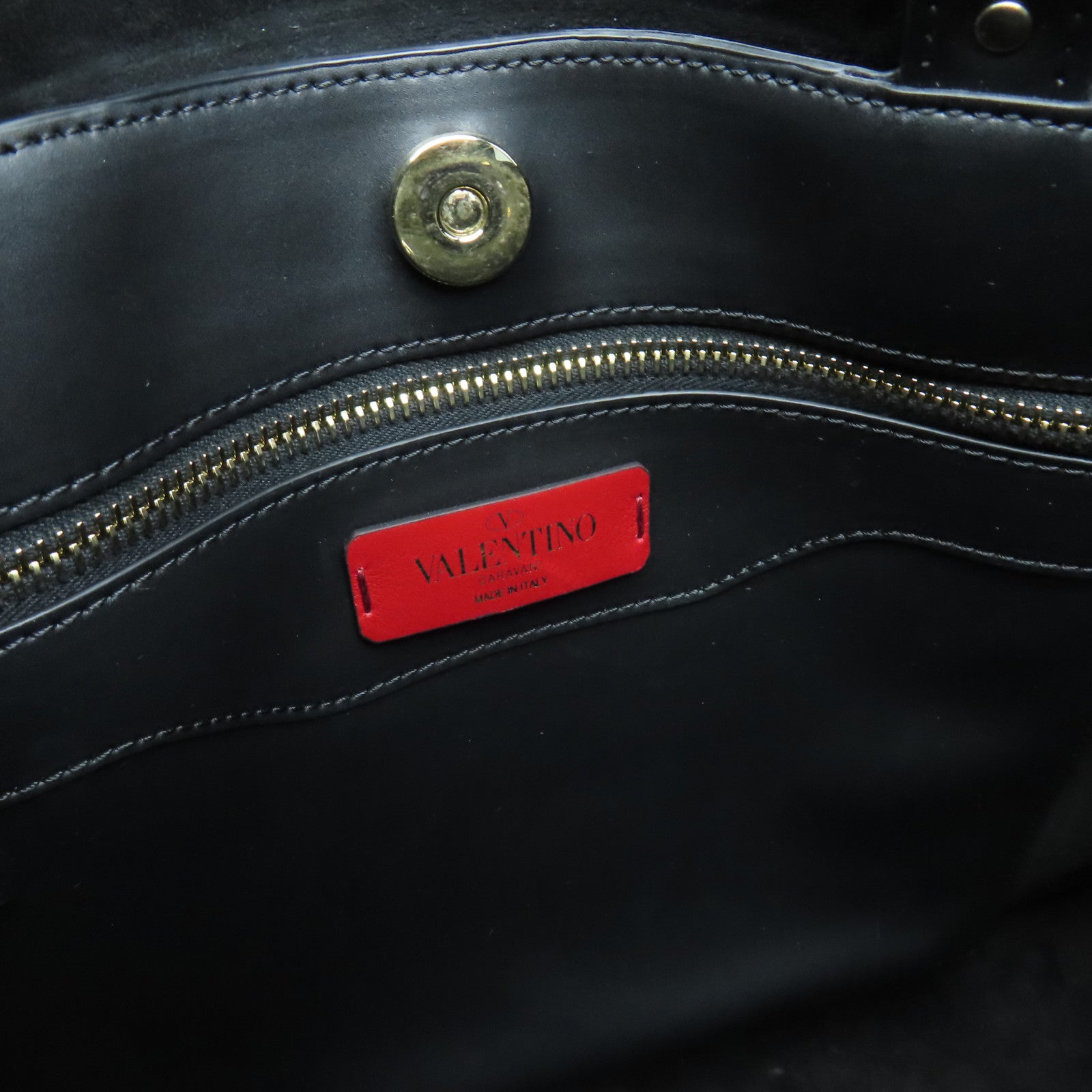 Valentino Leather 2way Shoulder Bag Gold Buckle Handle Shoulder Bag Black