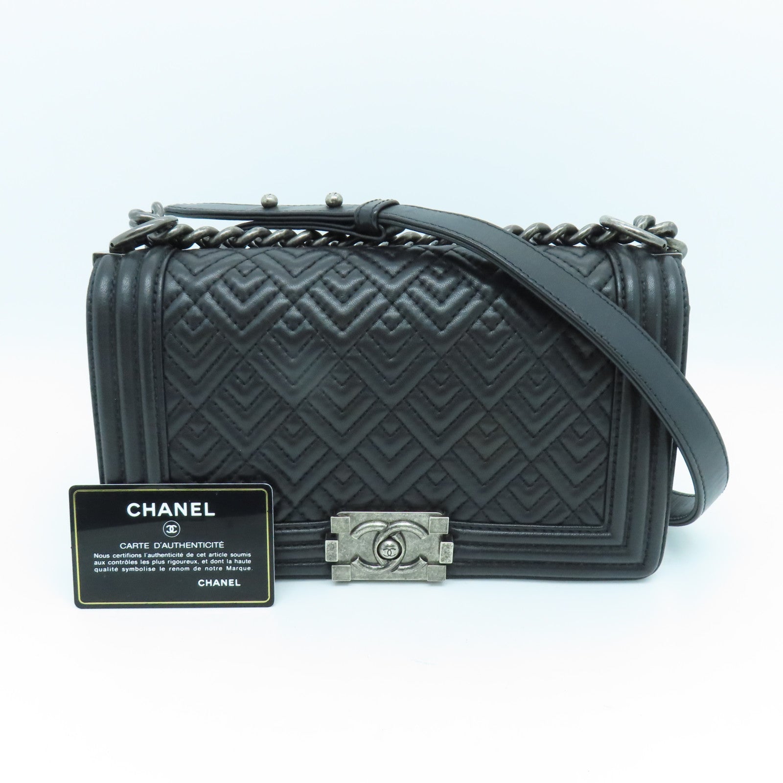CHANEL 羊皮皮革Chain Shoulder Bag链带肩背袋黑色
