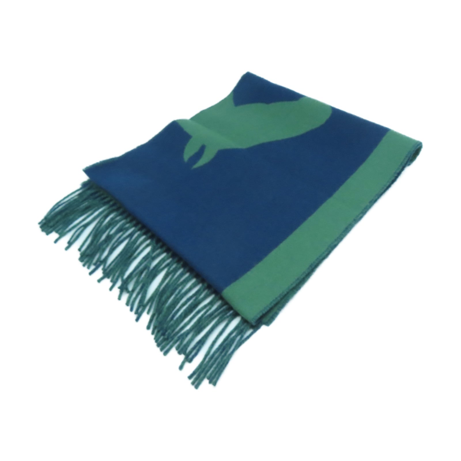 HERMES 羊絨Scarf圍巾綠色/藍色