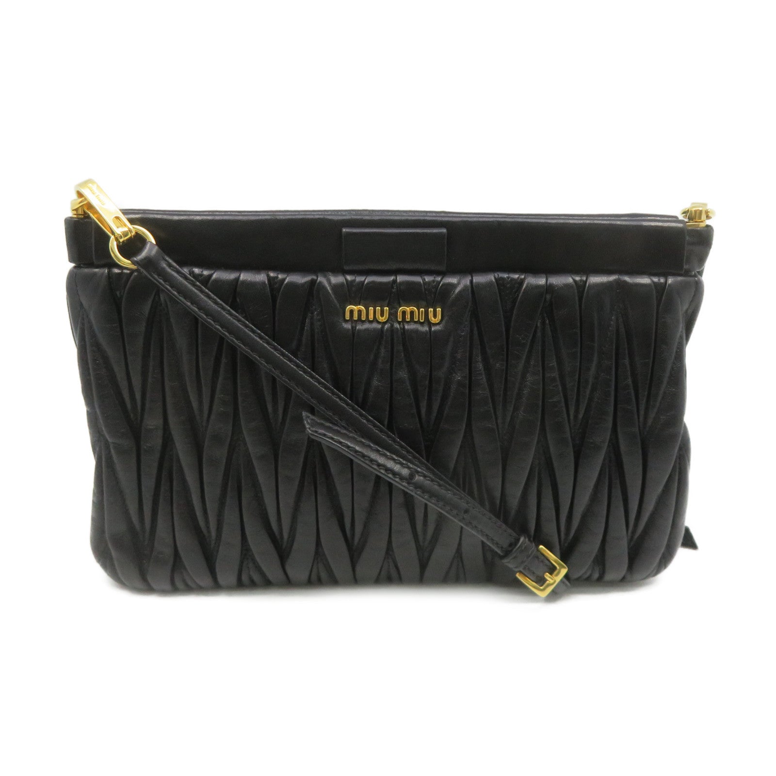 Miu Miu 羊皮皮革Shoulder Pouch Shoulder Bag肩背袋黑色