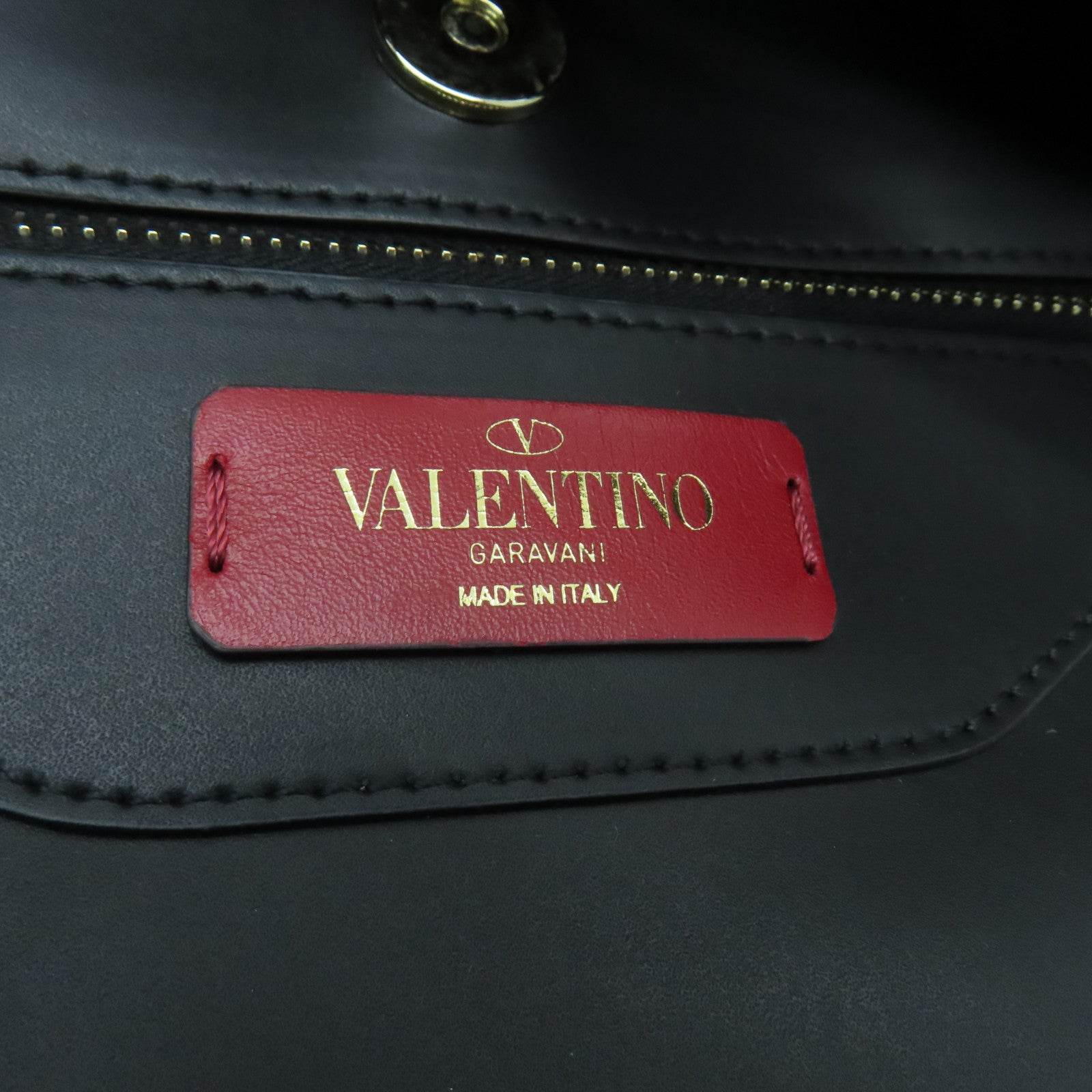 Valentino Leather 2way Shoulder Bag Gold Buckle Handle Shoulder Bag Black