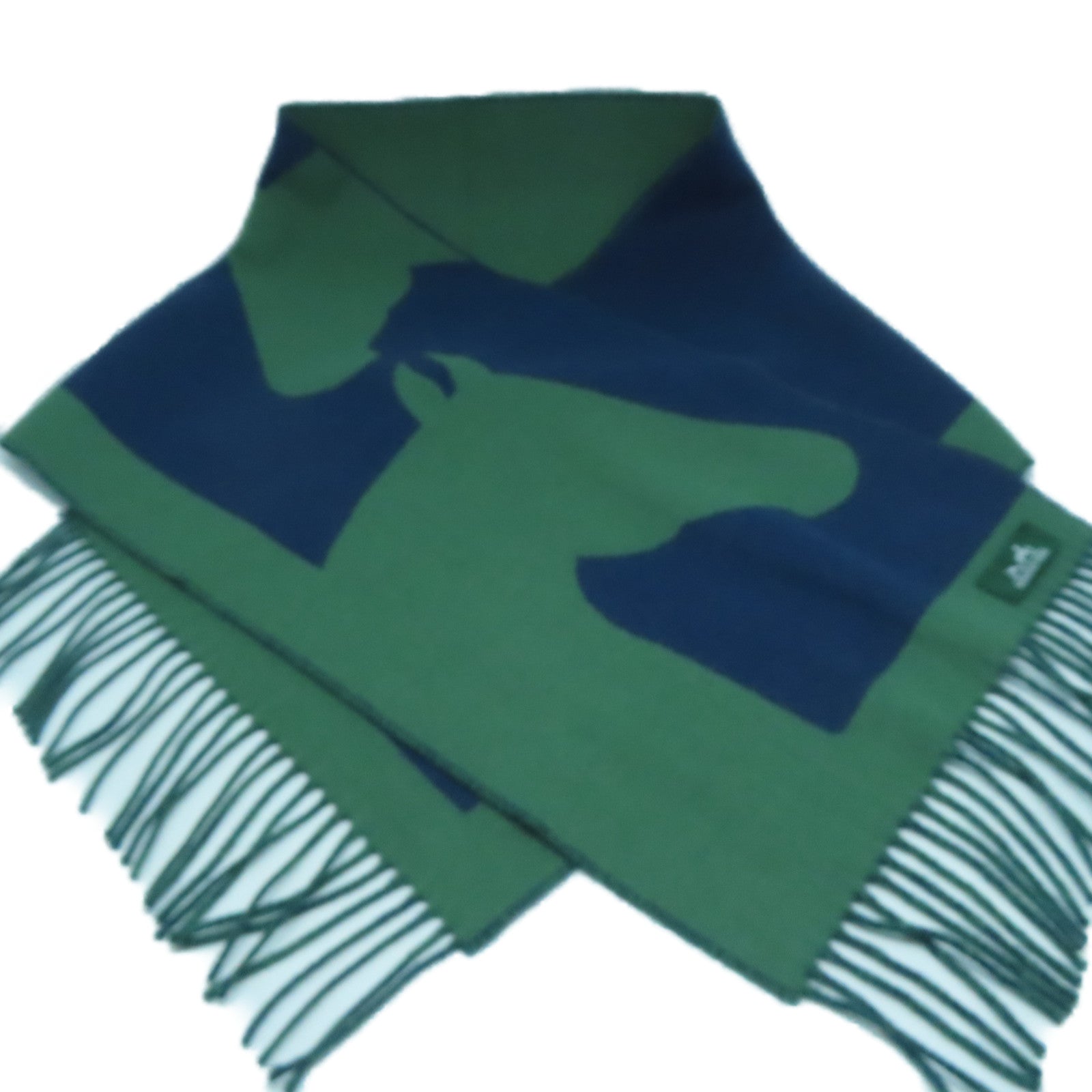 HERMES 羊絨Scarf圍巾綠色/藍色