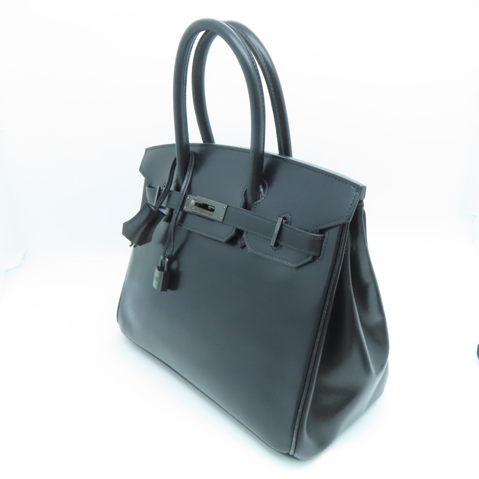 HERMES Box Calf皮革Birkin 30 So Black手挽袋黑色