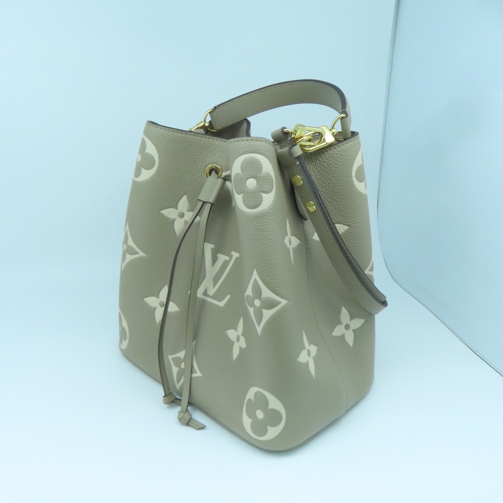 LOUIS VUITTON Monogram Empreinte Neonoe MM Handle Shoulder Bag Beige