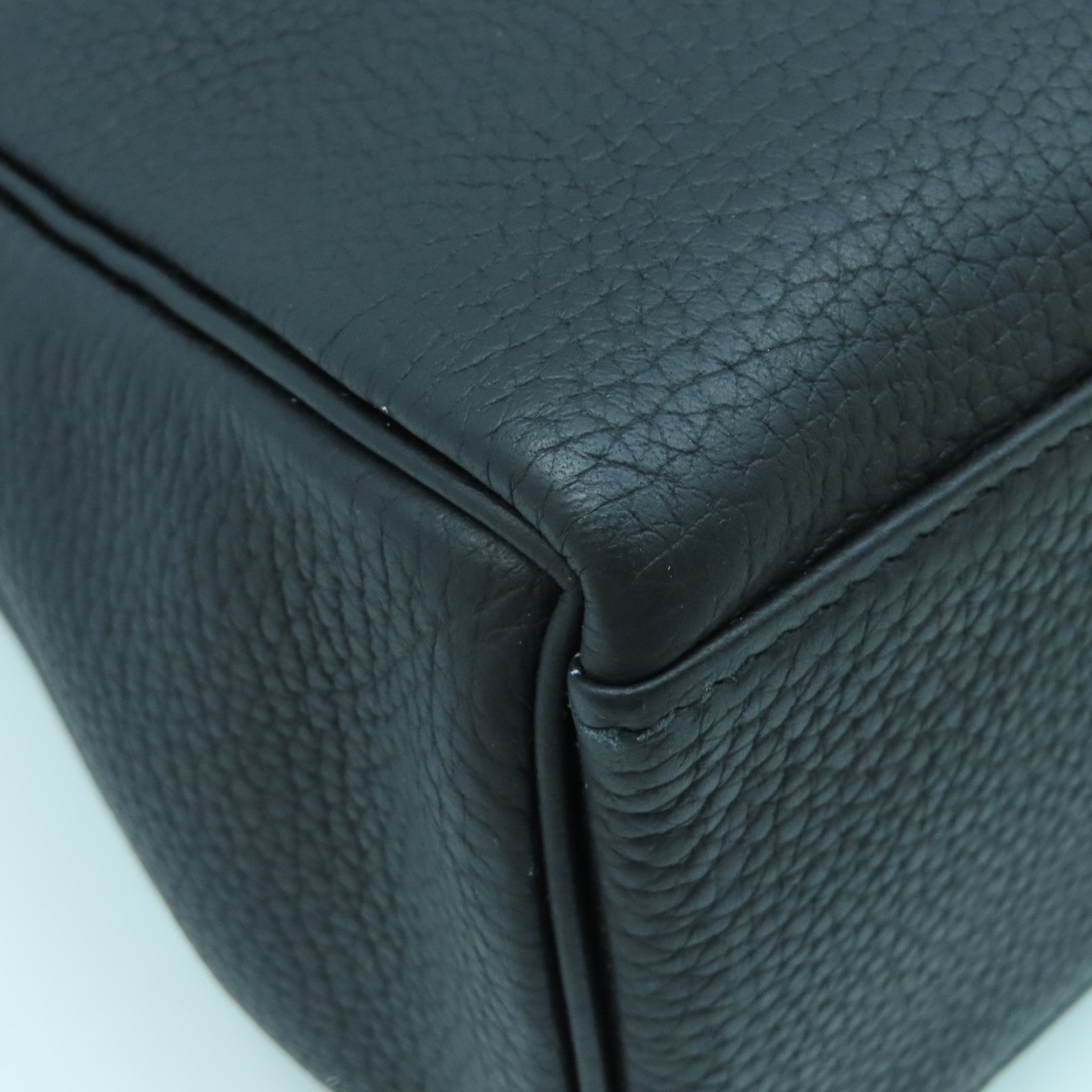 HERMES Togo皮革Kelly Ado銀扣背包黑色