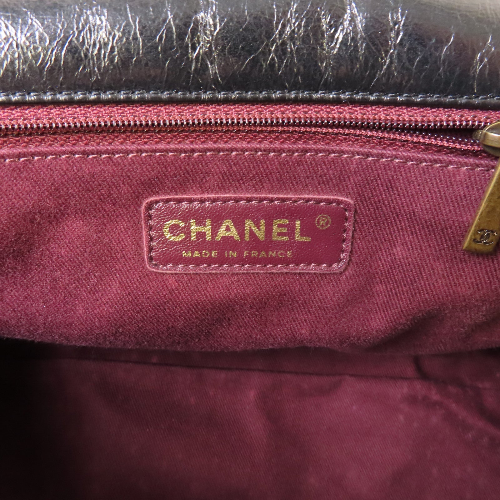 CHANEL 菱格牛皮皮革2Way Chain Shoulder Bag金扣鏈帶手挽肩背兩用袋黑色/酒紅色